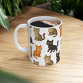 Botanical Curious Cats Full Wrap Coffee Mug | Cats Gift | Ceramic Mug