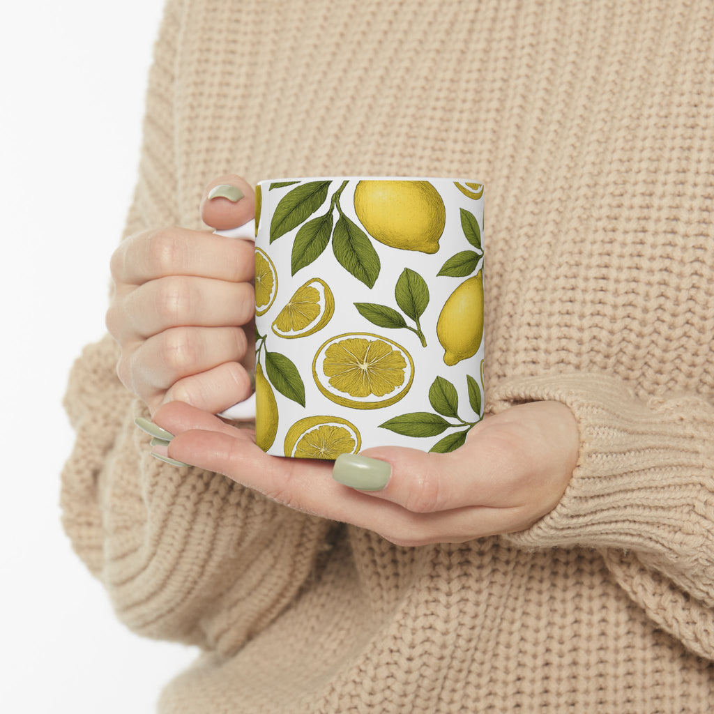 Botanical Lemons Full Wrap Coffee Mug | Fruit Gift | Ceramic Mug