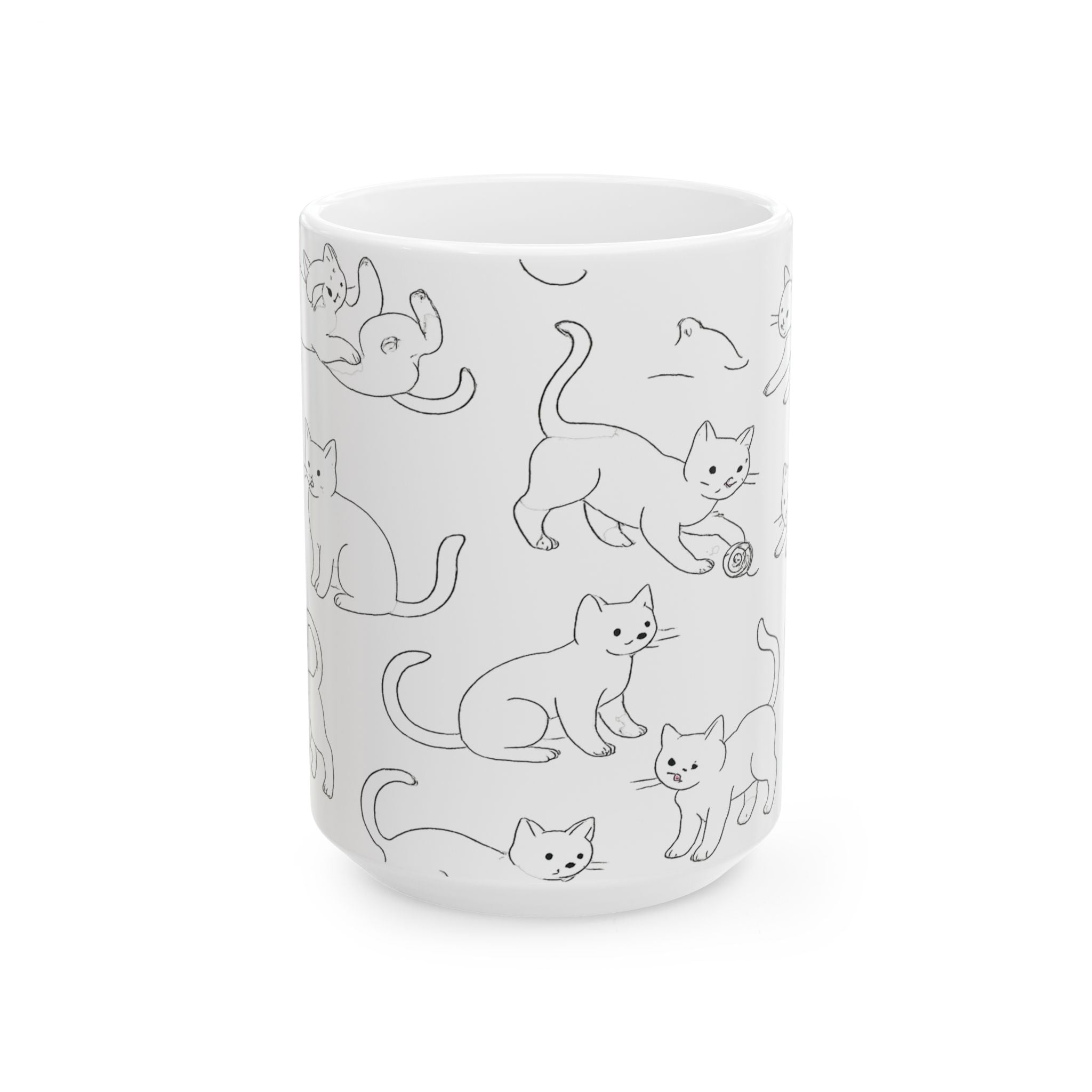 Delicate Playful Cats Full Wrap Coffee Mug | Cats Gift | Ceramic Mug