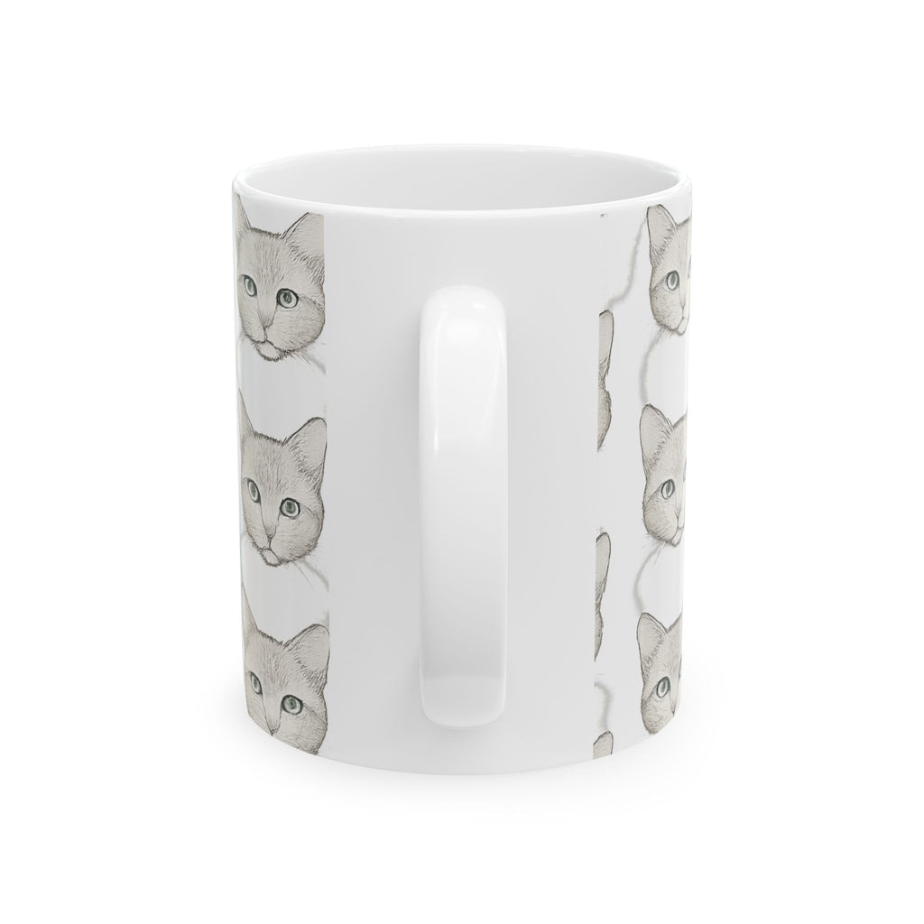 Delicate Cat Faces Full Wrap Coffee Mug | Cats Gift | Ceramic Mug