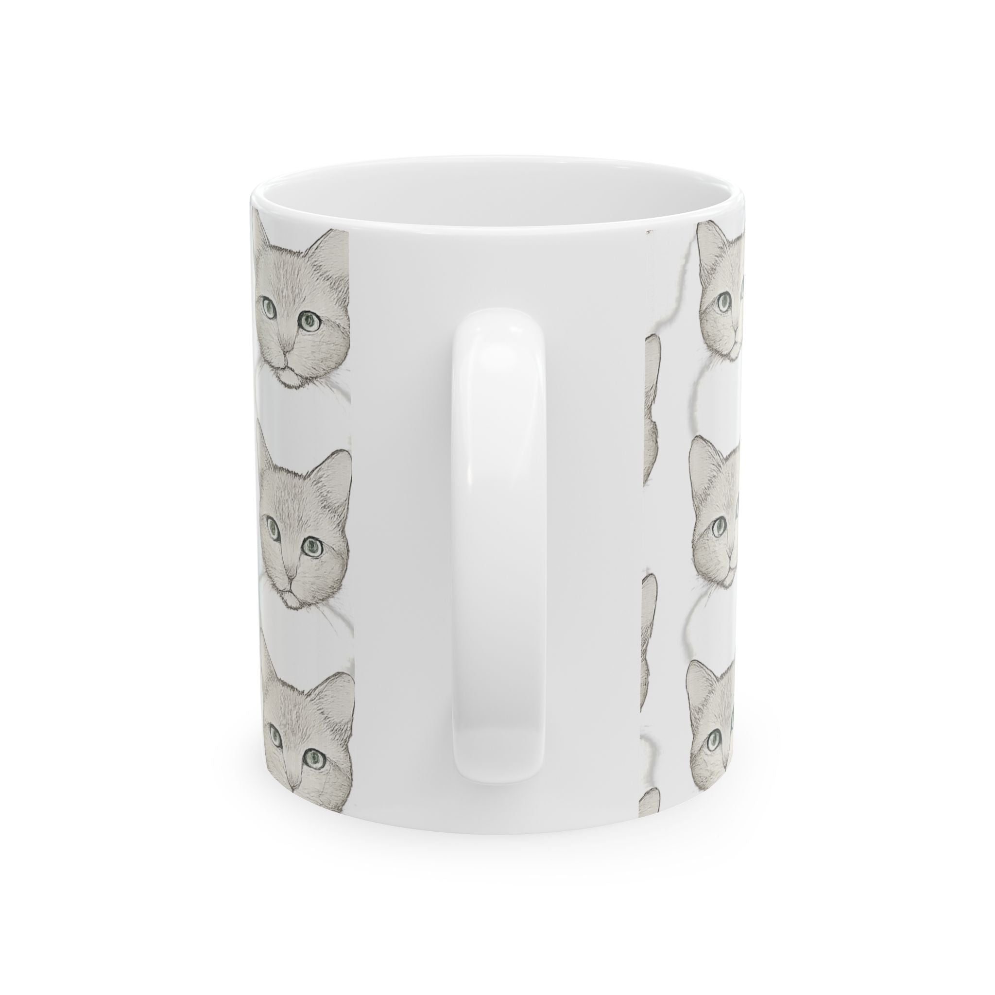 Delicate Cat Faces Full Wrap Coffee Mug | Cats Gift | Ceramic Mug