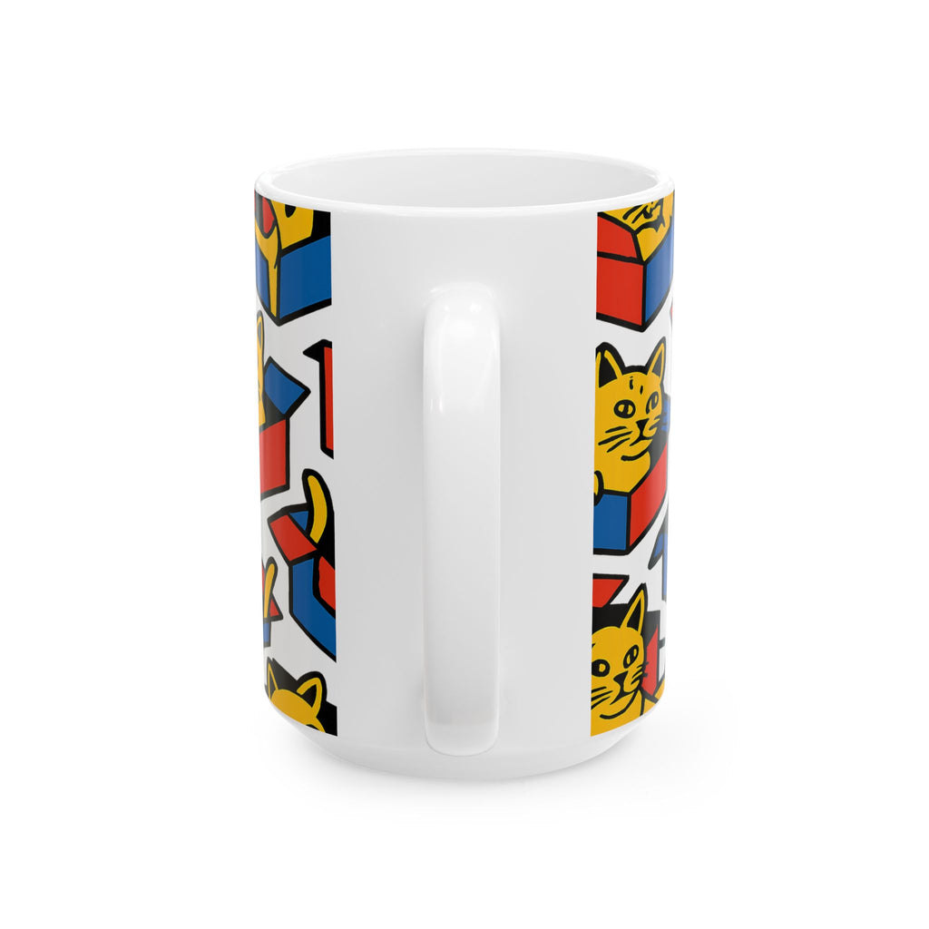 Bold Cats In Boxes Full Wrap Coffee Mug | Cats Gift | Ceramic Mug