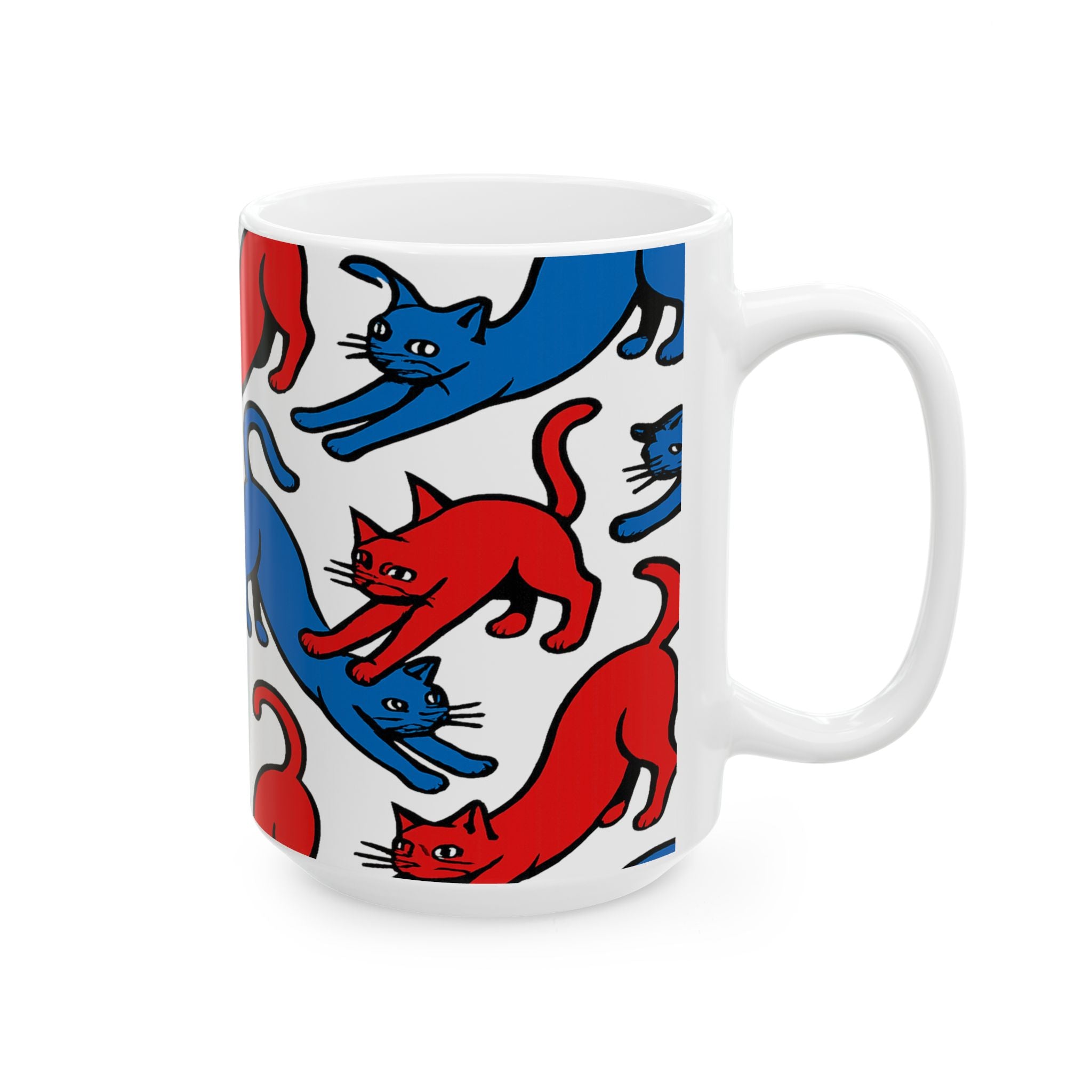 Bold Stretching Cats Full Wrap Coffee Mug | Cats Gift | Ceramic Mug