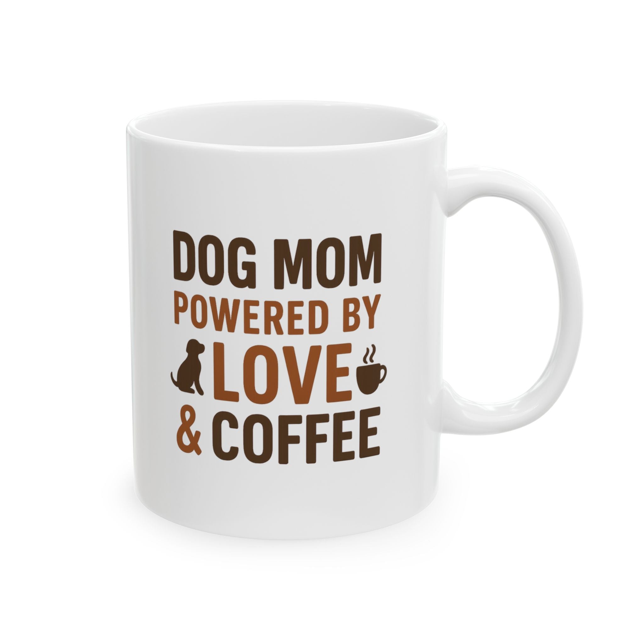 Dog Mom Powered by Love and Coffee Coffee Mug | Dog Lover Gift | Ceramic Mug