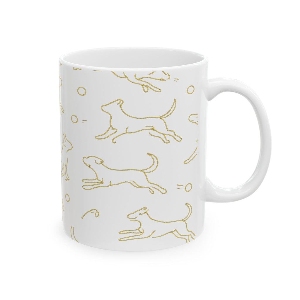 Delicate Dogs Playing Fetch Full Wrap Coffee Mug | Dogs Gift | Ceramic Mug