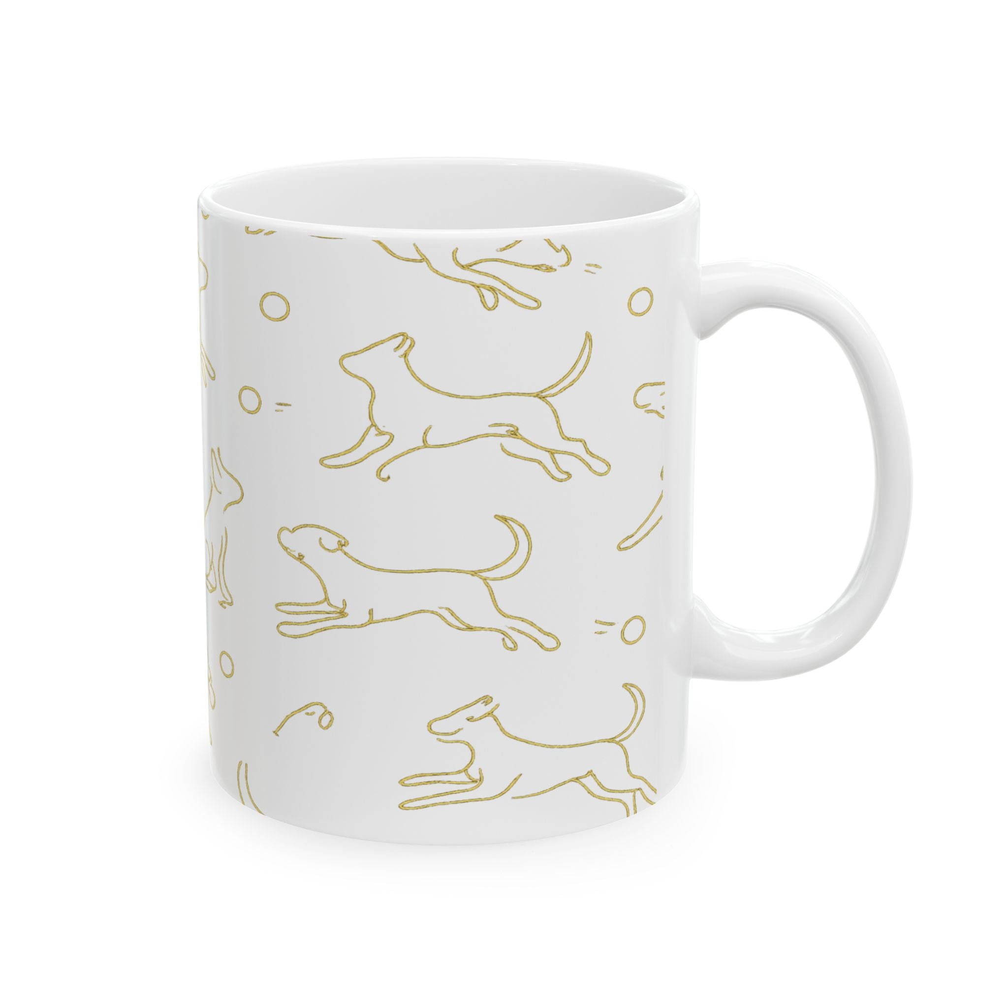 Delicate Dogs Playing Fetch Full Wrap Coffee Mug | Dogs Gift | Ceramic Mug