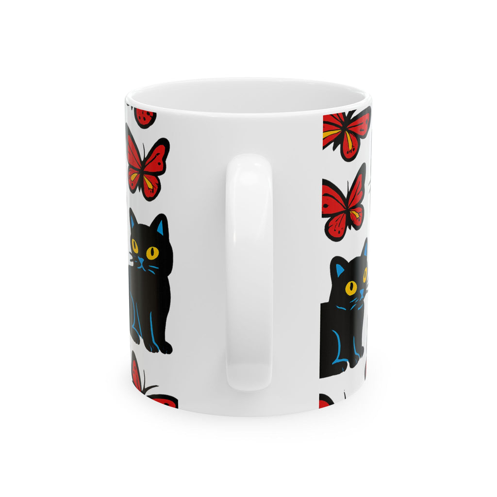 Bold Cats And Butterflies Full Wrap Coffee Mug | Cats Gift | Ceramic Mug