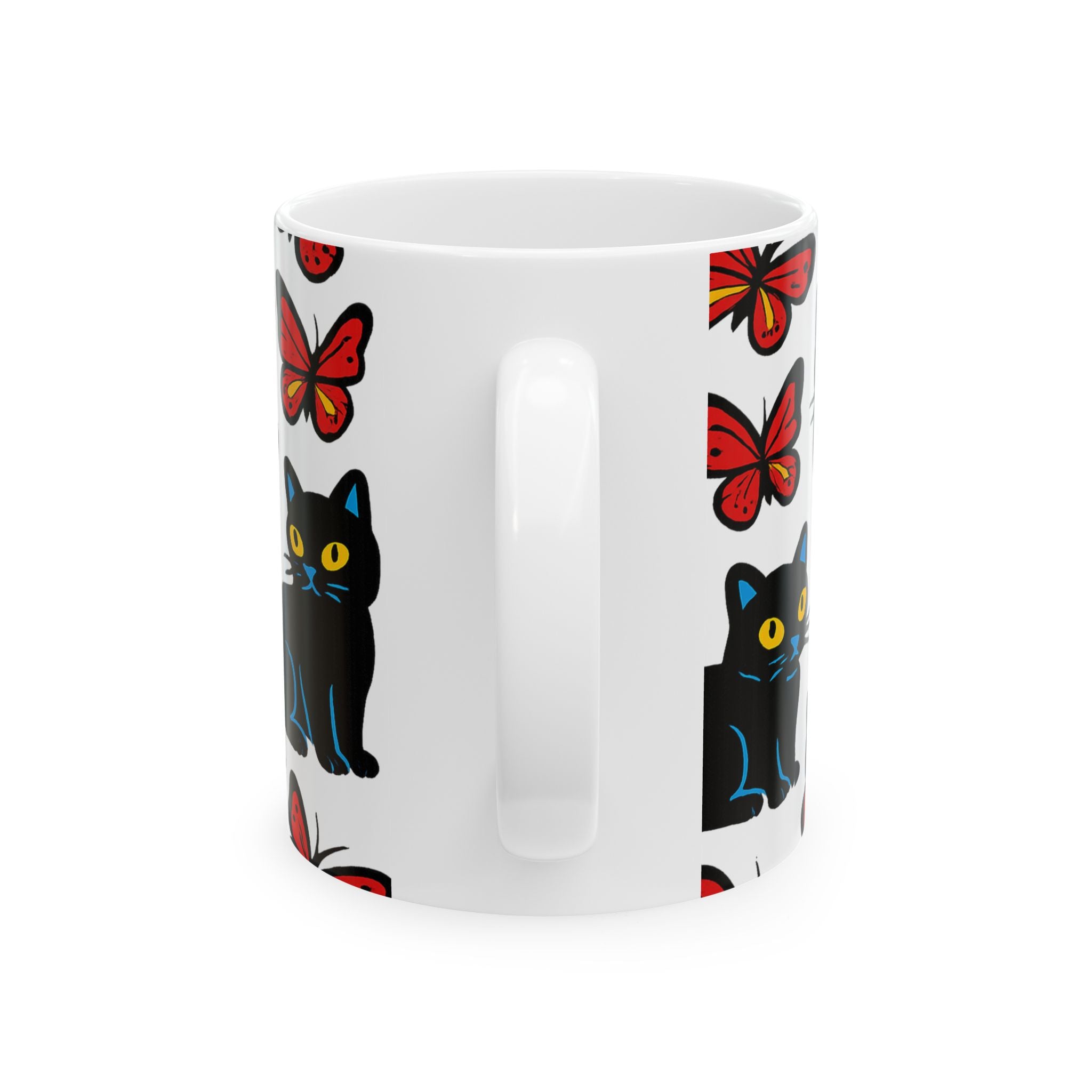 Bold Cats And Butterflies Full Wrap Coffee Mug | Cats Gift | Ceramic Mug
