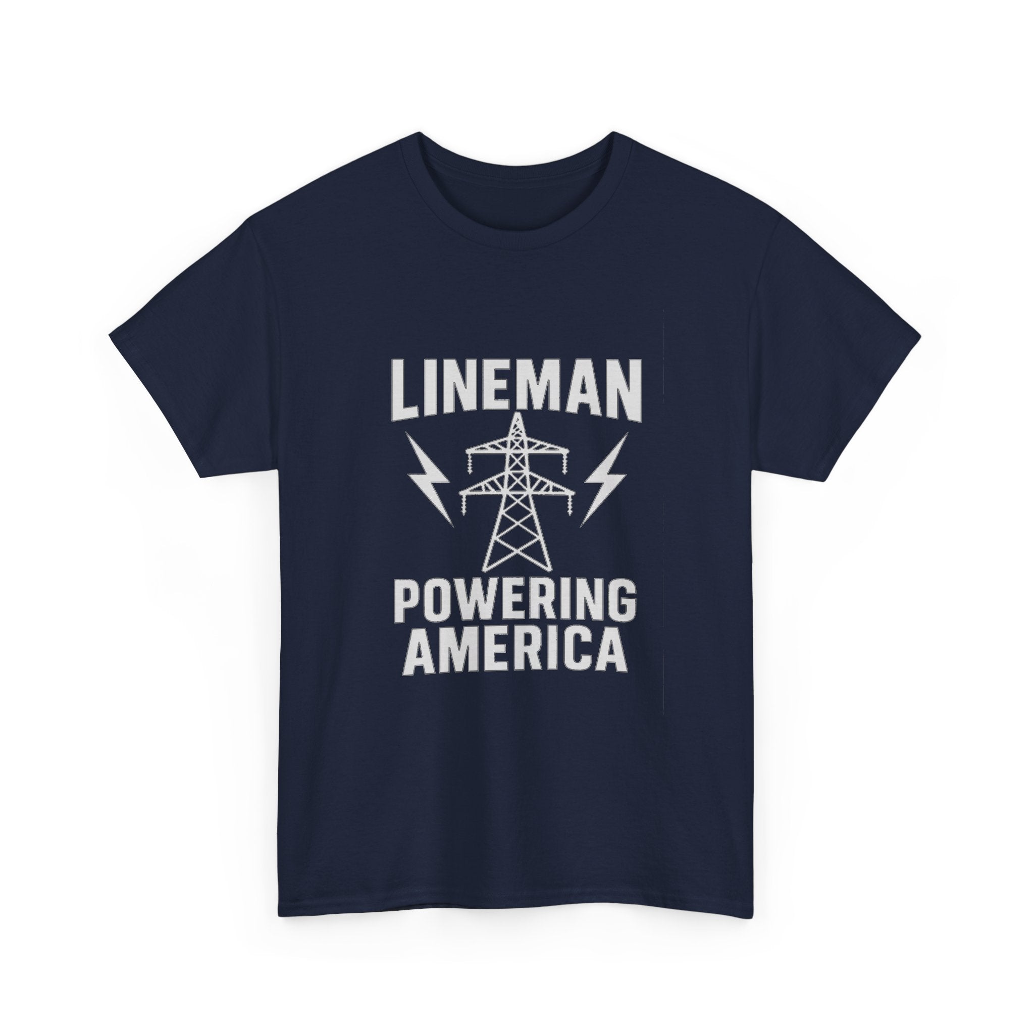 Lineman Powering America Electrician T-Shirt | Unique Gift | Graphic Tee