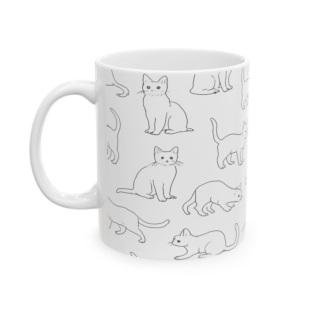 Delicate Curious Cats Full Wrap Coffee Mug | Cats Gift | Ceramic Mug