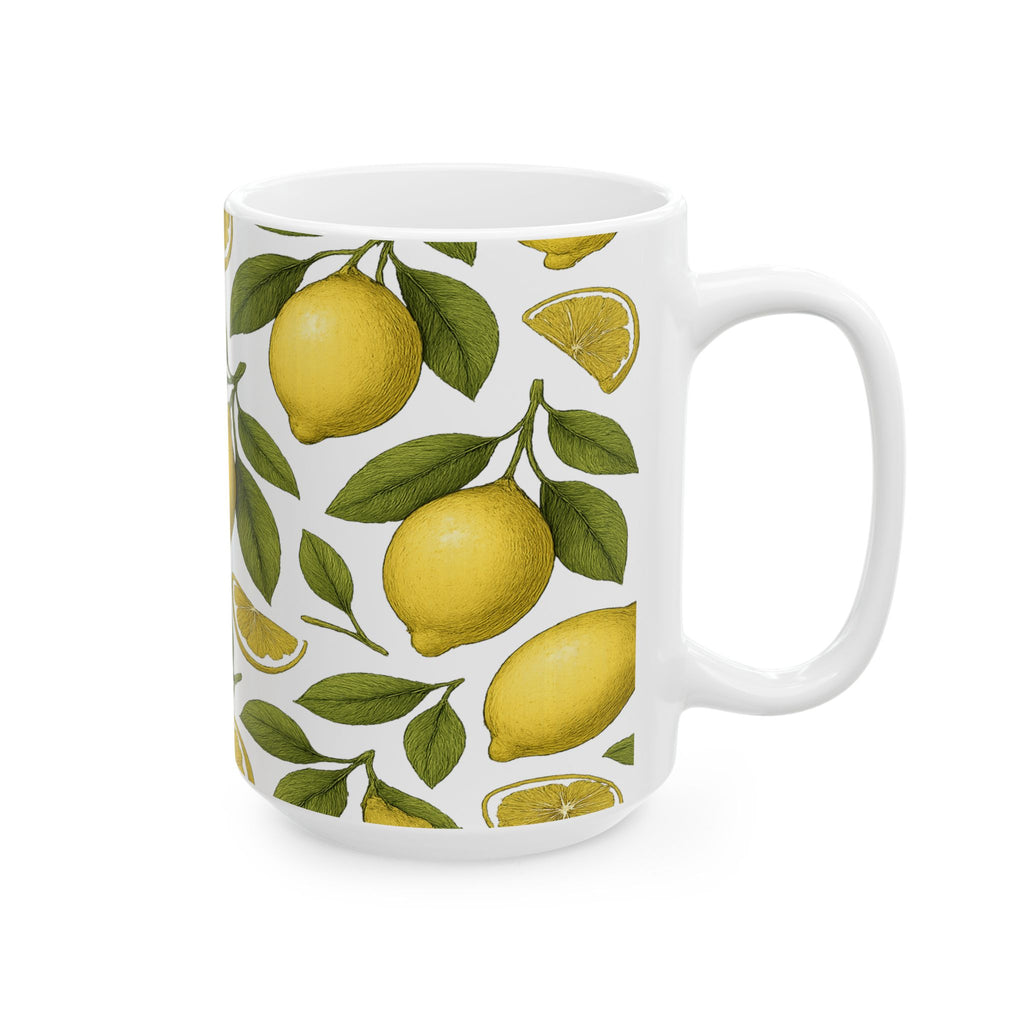 Botanical Lemons Full Wrap Coffee Mug | Fruit Gift | Ceramic Mug