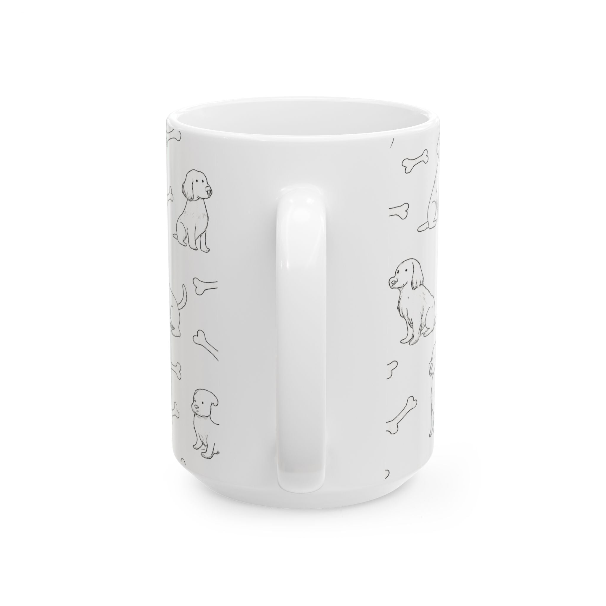 Delicate Dogs With Bones Full Wrap Coffee Mug | Dogs Gift | Ceramic Mug
