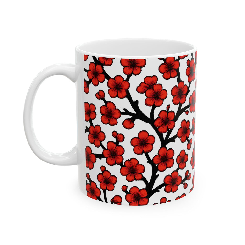 Bold Cherry Blossom Branches Full Wrap Coffee Mug | Flowers Gift | Ceramic Mug