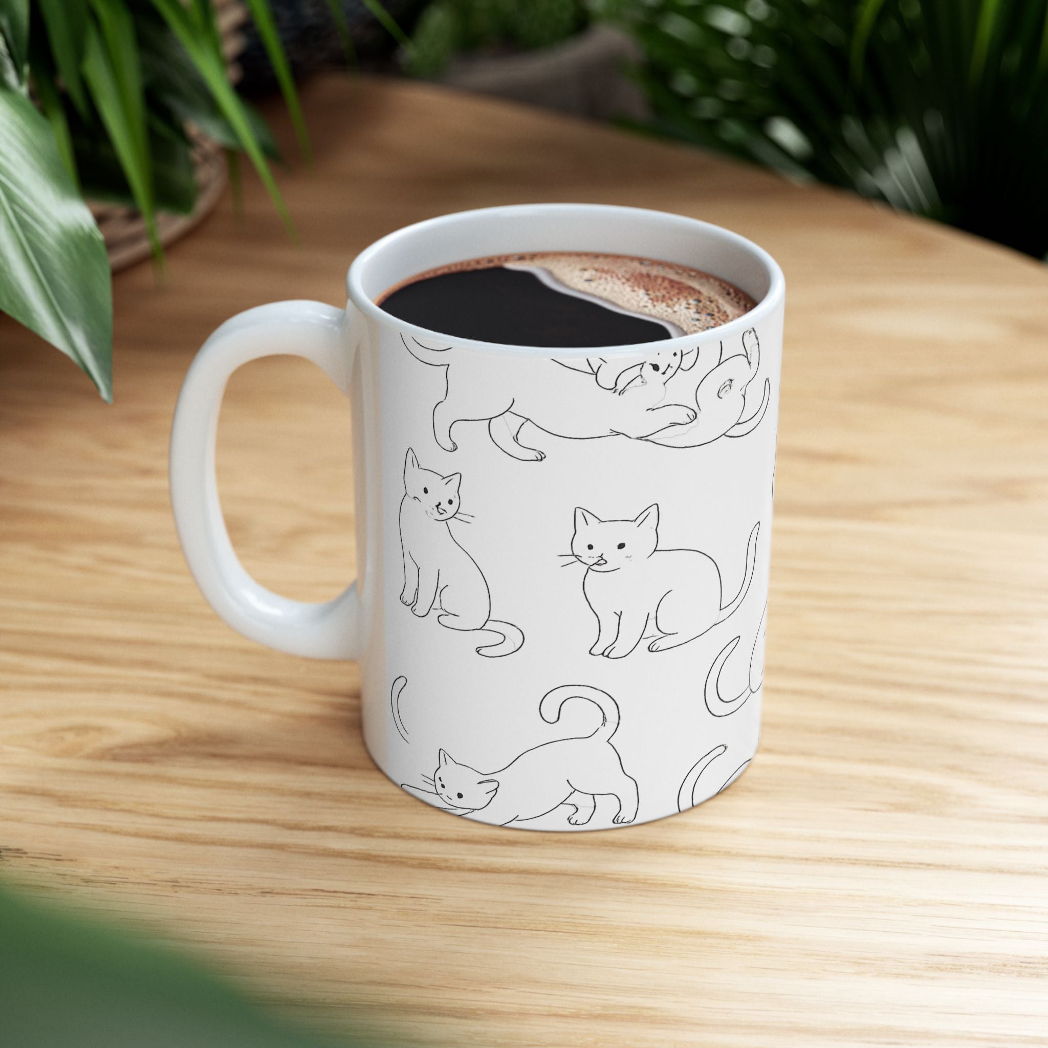Delicate Playful Cats Full Wrap Coffee Mug | Cats Gift | Ceramic Mug