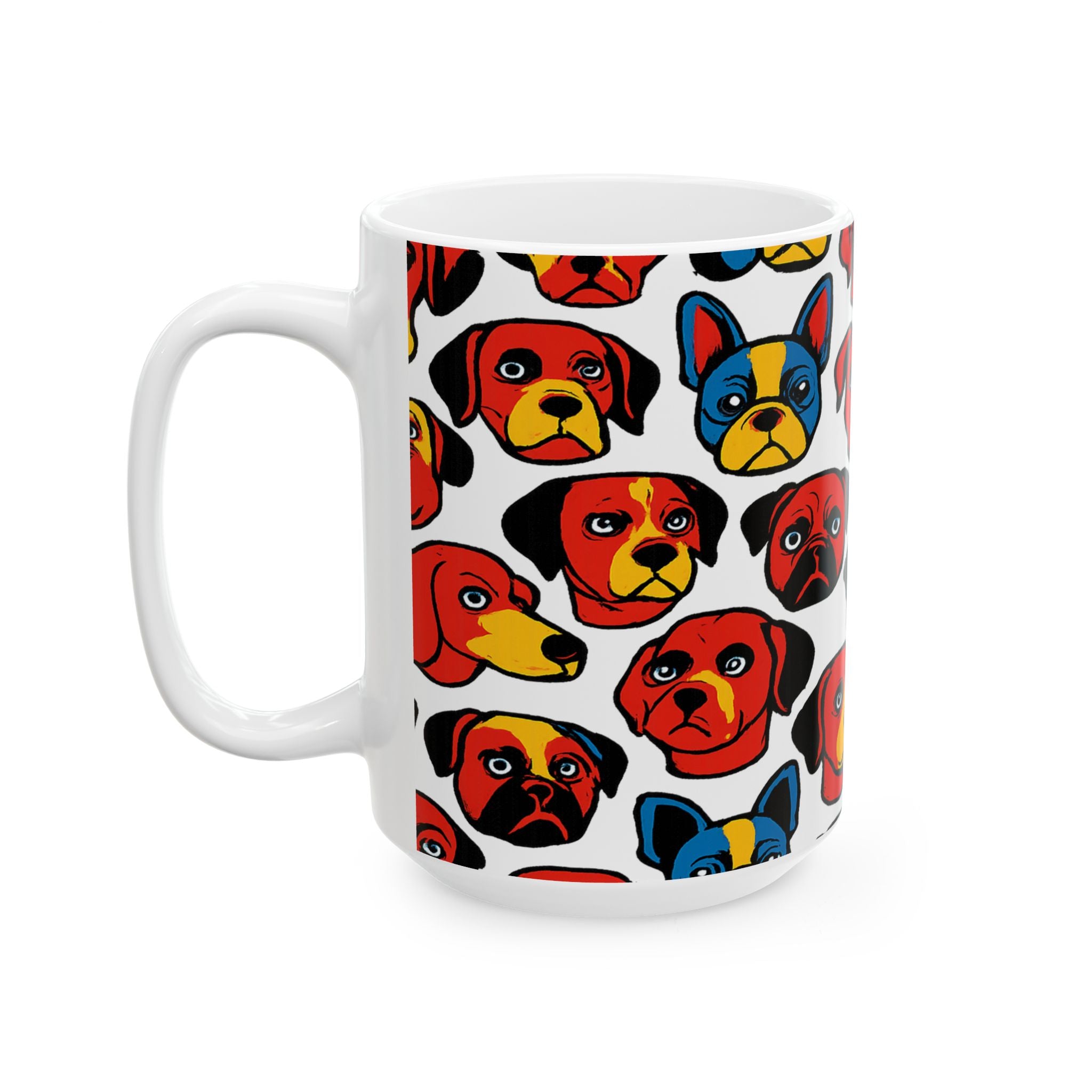 Bold Dog Faces Full Wrap Coffee Mug | Dogs Gift | Ceramic Mug