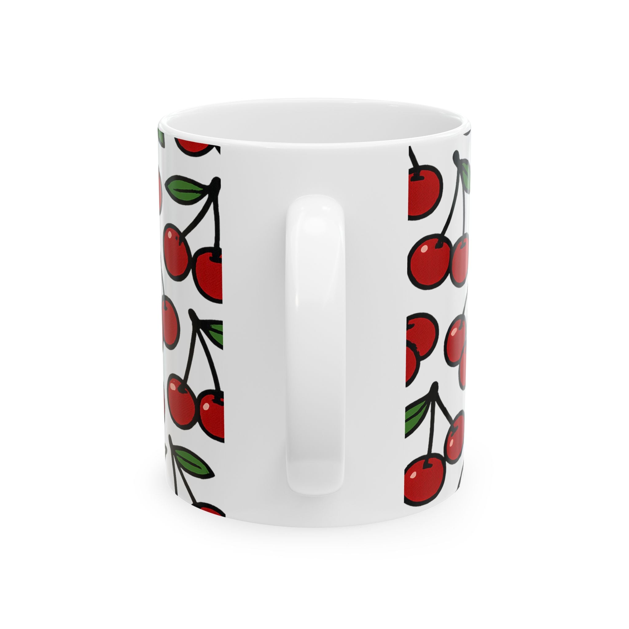 Bold Cherries Pattern Coffee Mug | Fruit Lover Gift | Ceramic Mug