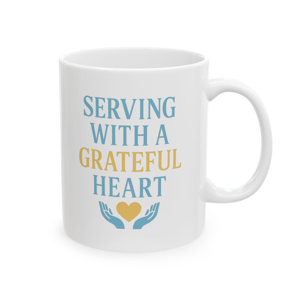 Church Volunteer Serving With A Grateful Heart Coffee Mug | Unique Gift | Ceramic Mug