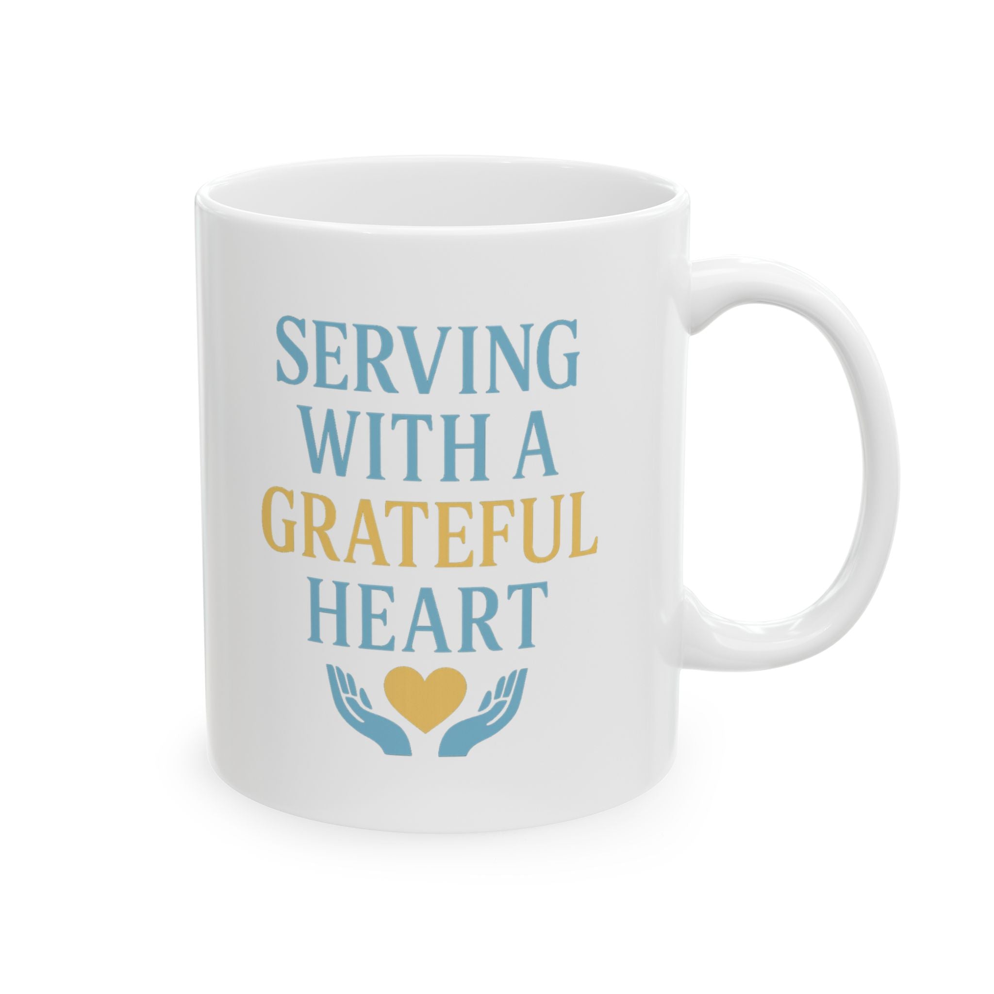 Church Volunteer Serving With A Grateful Heart Coffee Mug | Unique Gift | Ceramic Mug