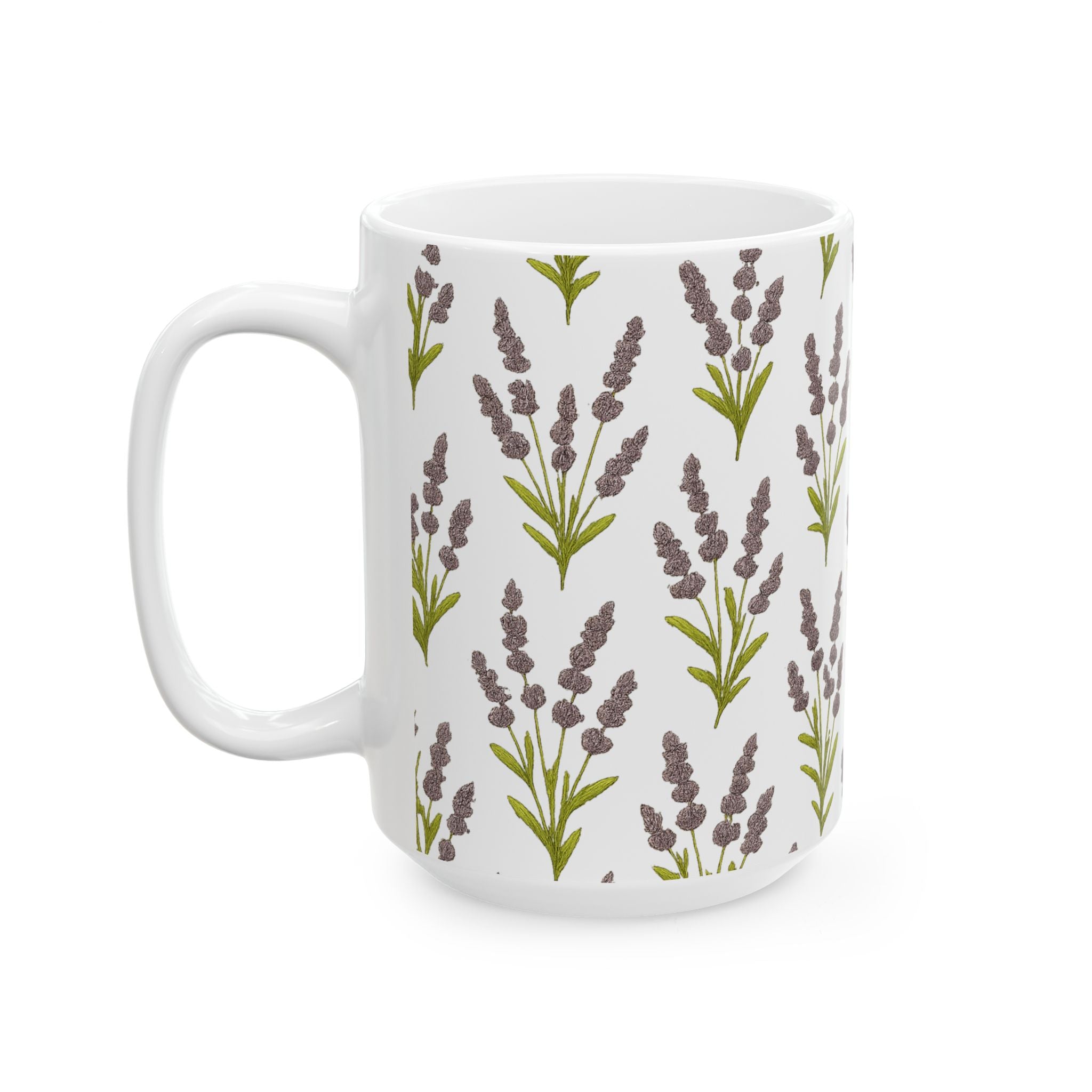 Vintage Lavender Sprigs Full Wrap Coffee Mug | Flowers Gift | Ceramic Mug