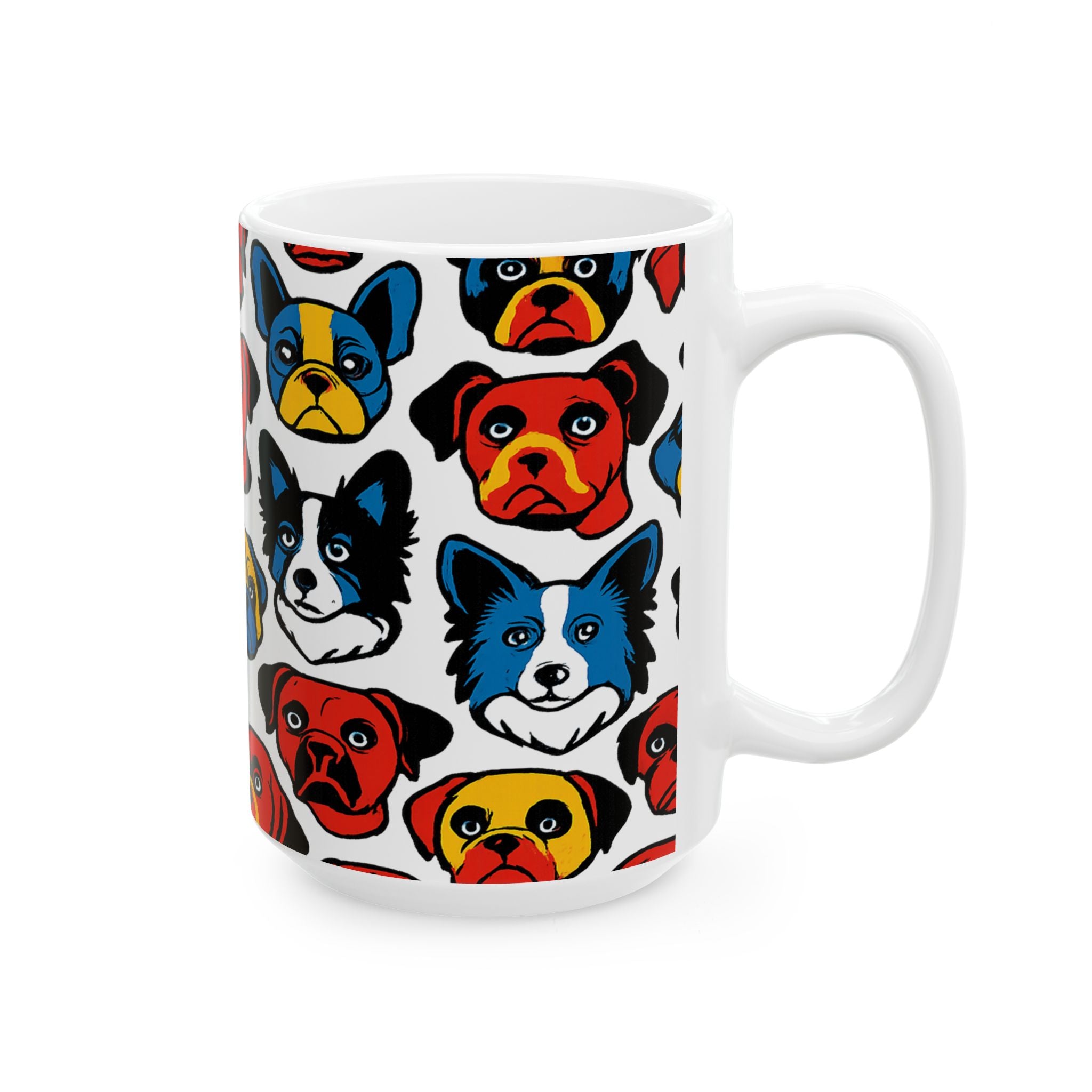 Bold Dog Faces Full Wrap Coffee Mug | Dogs Gift | Ceramic Mug