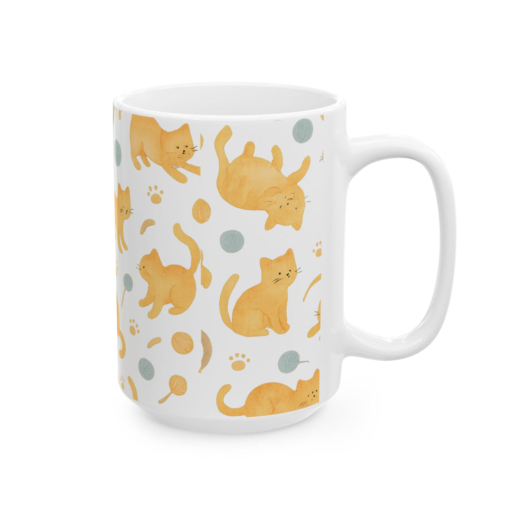 Watercolor Playful Cats Full Wrap Coffee Mug | Cats Gift | Ceramic Mug