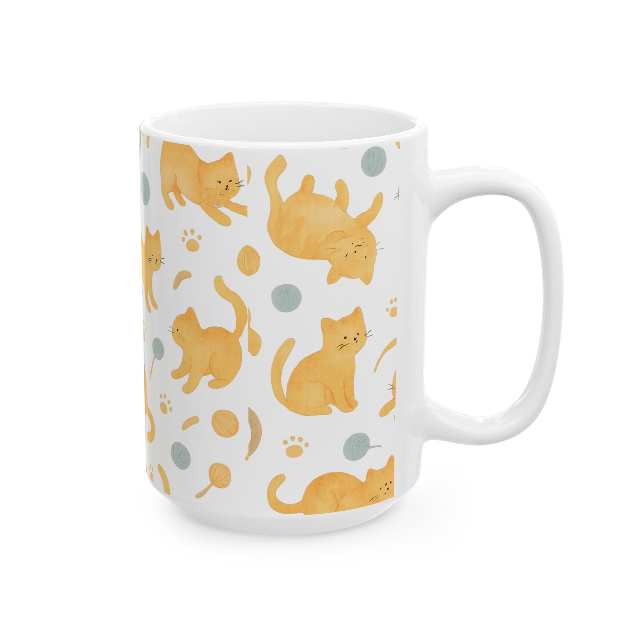 Watercolor Playful Cats Full Wrap Coffee Mug | Cats Gift | Ceramic Mug