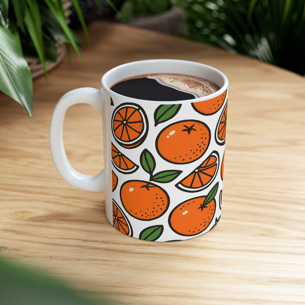 Bold Oranges Pattern Coffee Mug | Fruit Lover Gift | Ceramic Mug
