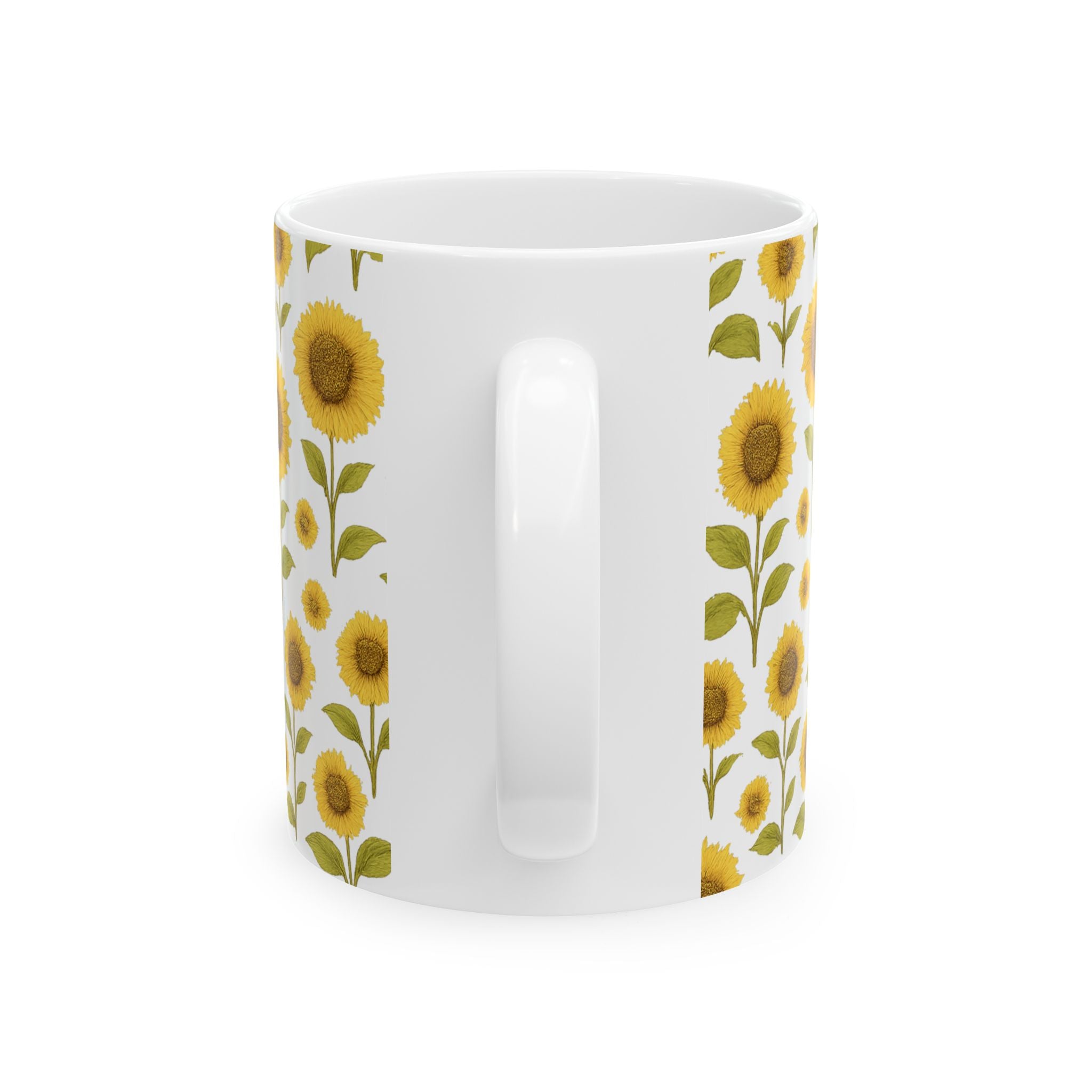 Vintage Sunflower Field Full Wrap Coffee Mug | Flowers Gift | Ceramic Mug