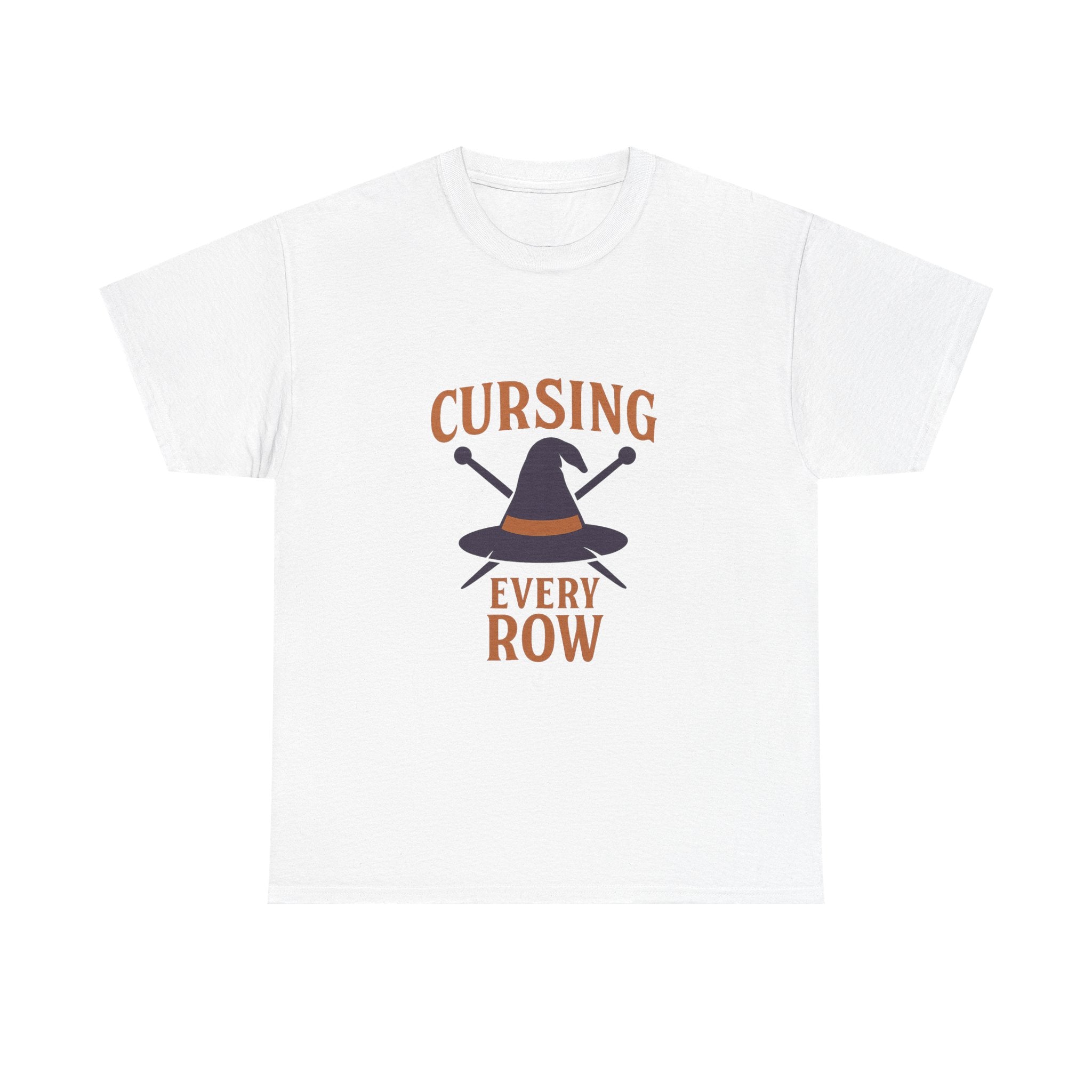 Knitting Witch Cursing Every Row T-Shirt | Unique Gift | Graphic Tee