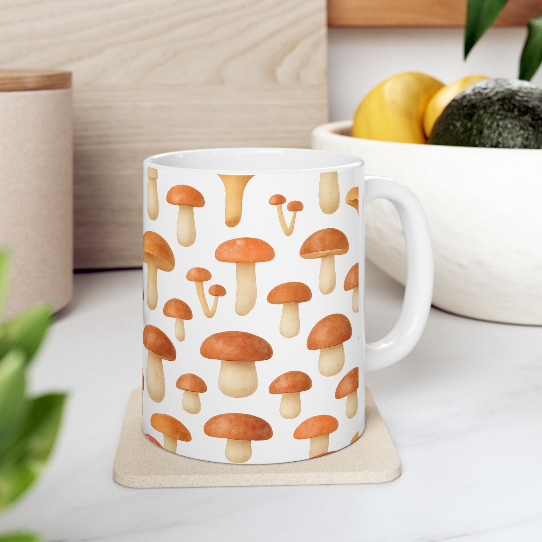 Watercolor Forest Mushrooms Pattern Coffee Mug | Mushrooms Lover Gift | Ceramic Mug