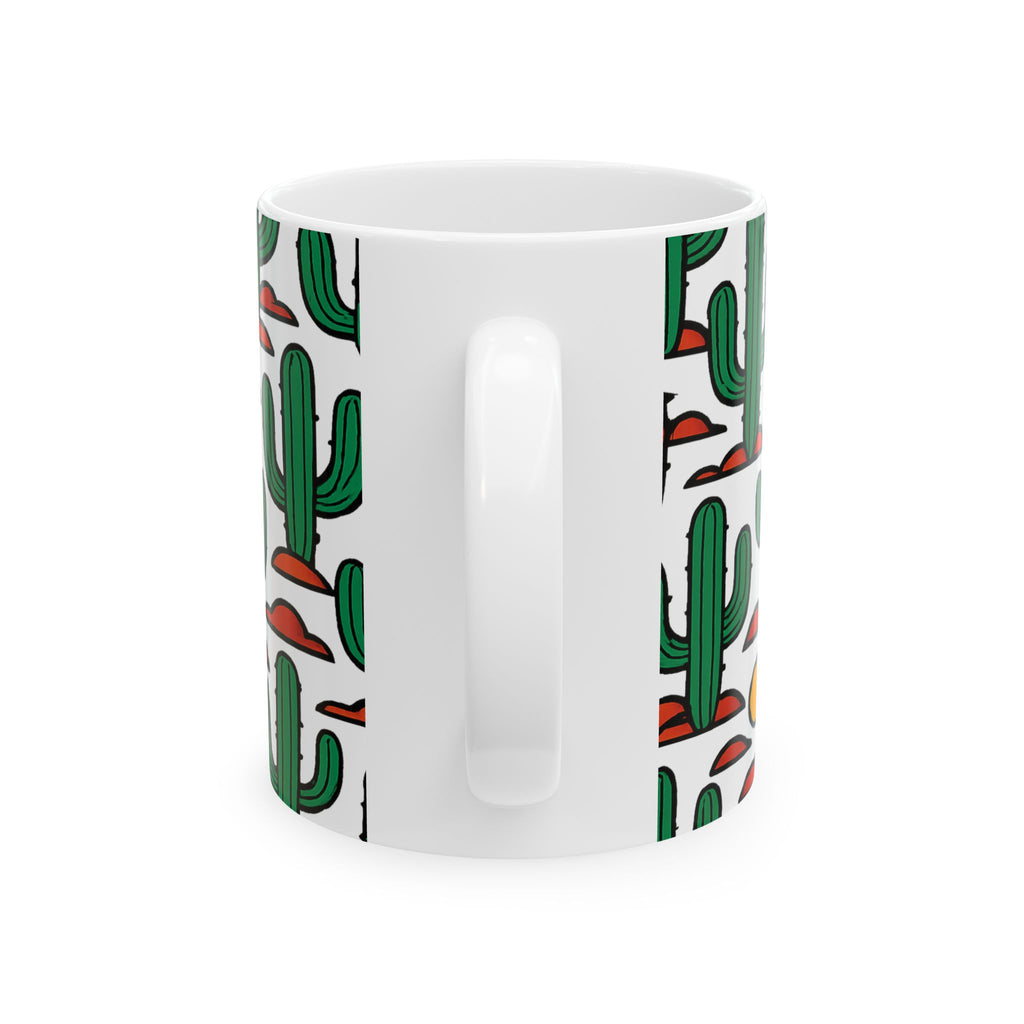 Bold Saguaro Cactus Desert Pattern Coffee Mug | Cactus Lover Gift | Ceramic Mug