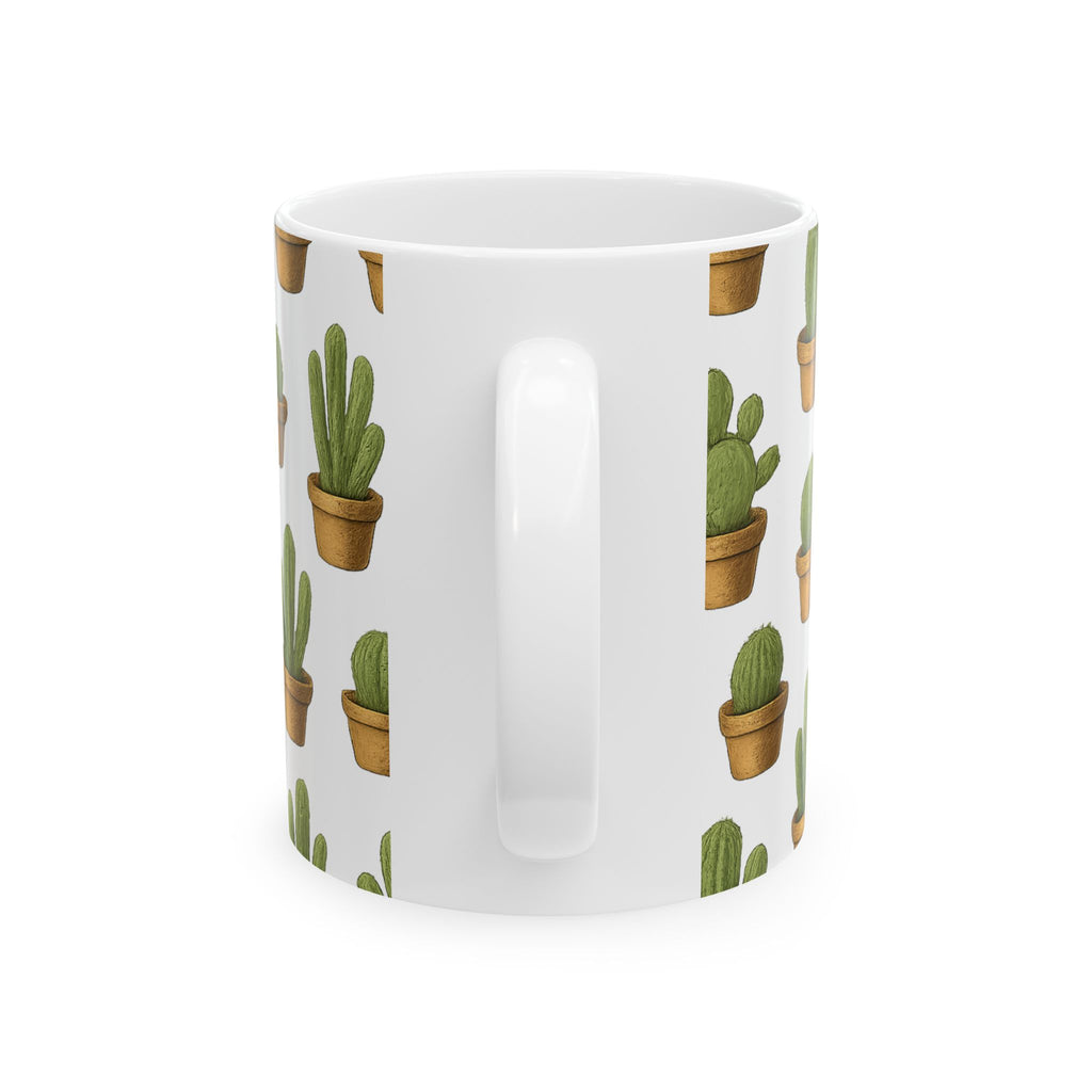 Botanical Tiny Potted Cactus Full Wrap Coffee Mug | Cactus Gift | Ceramic Mug