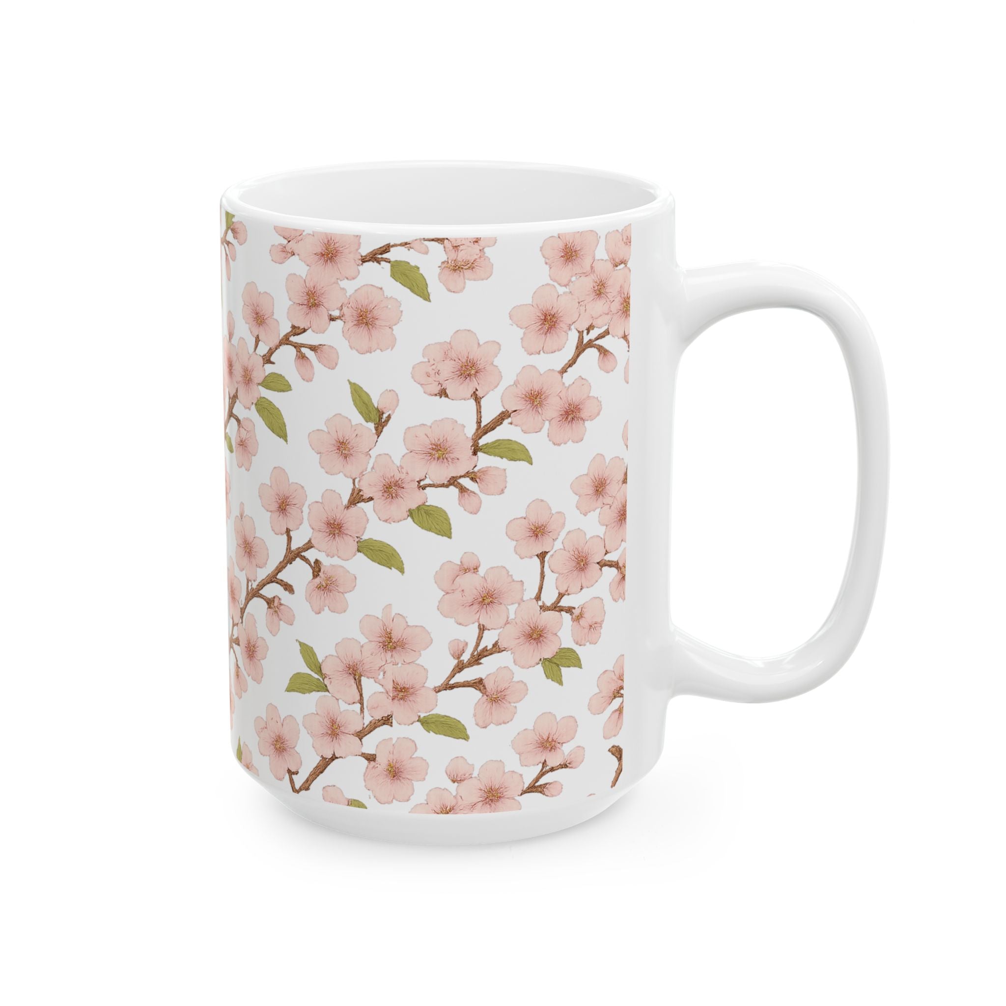 Botanical Cherry Blossom Branches Full Wrap Coffee Mug | Flowers Gift | Ceramic Mug