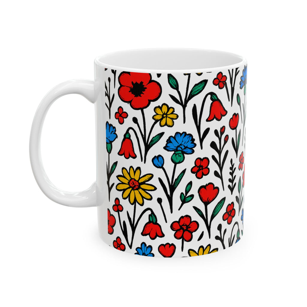 Bold Wildflower Meadow Full Wrap Coffee Mug | Flowers Gift | Ceramic Mug