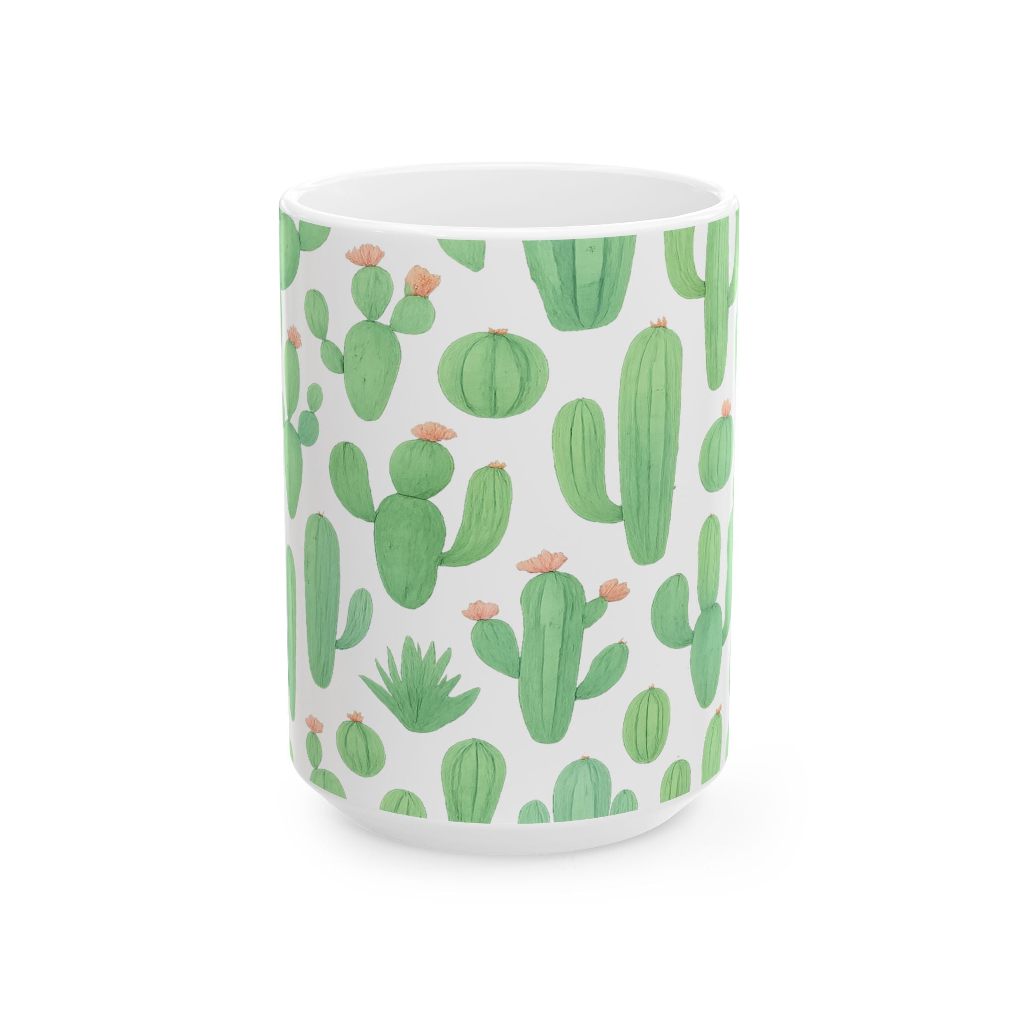 Watercolor Mixed Cactus Collection Full Wrap Coffee Mug | Cactus Gift | Ceramic Mug