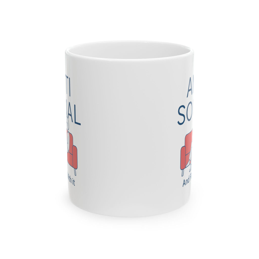 Anti Social But Make It Caffeinated Coffee Mug | Funny Antisocial Gift | Ceramic Mug