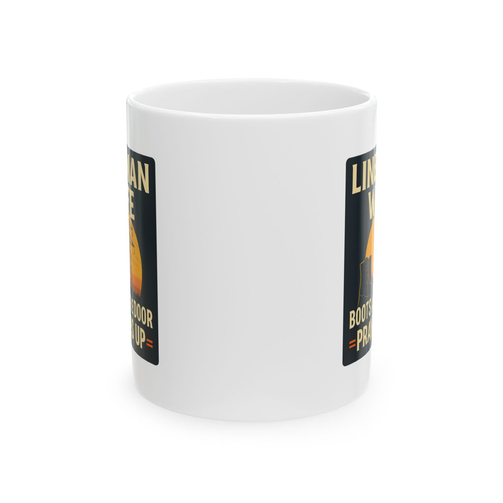 Lineman Wife Boots At The Door Prayers In The Air Ceramic Mug