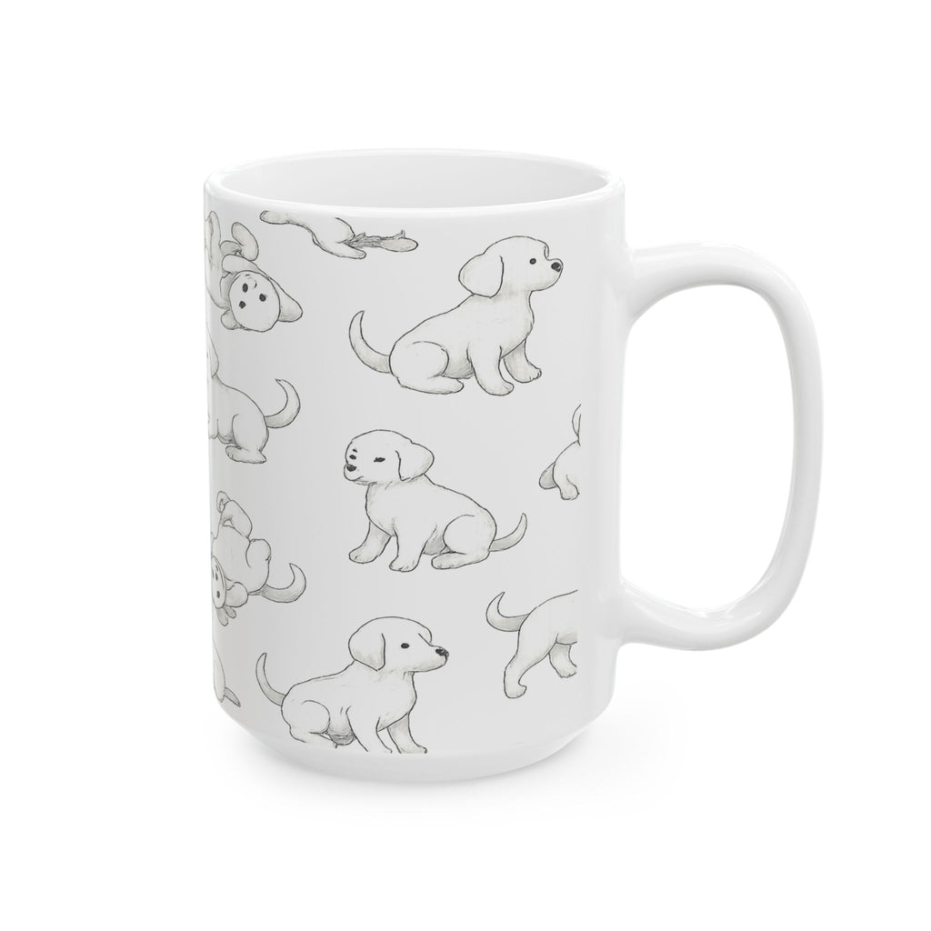 Delicate Playful Puppies Full Wrap Coffee Mug | Dogs Gift | Ceramic Mug