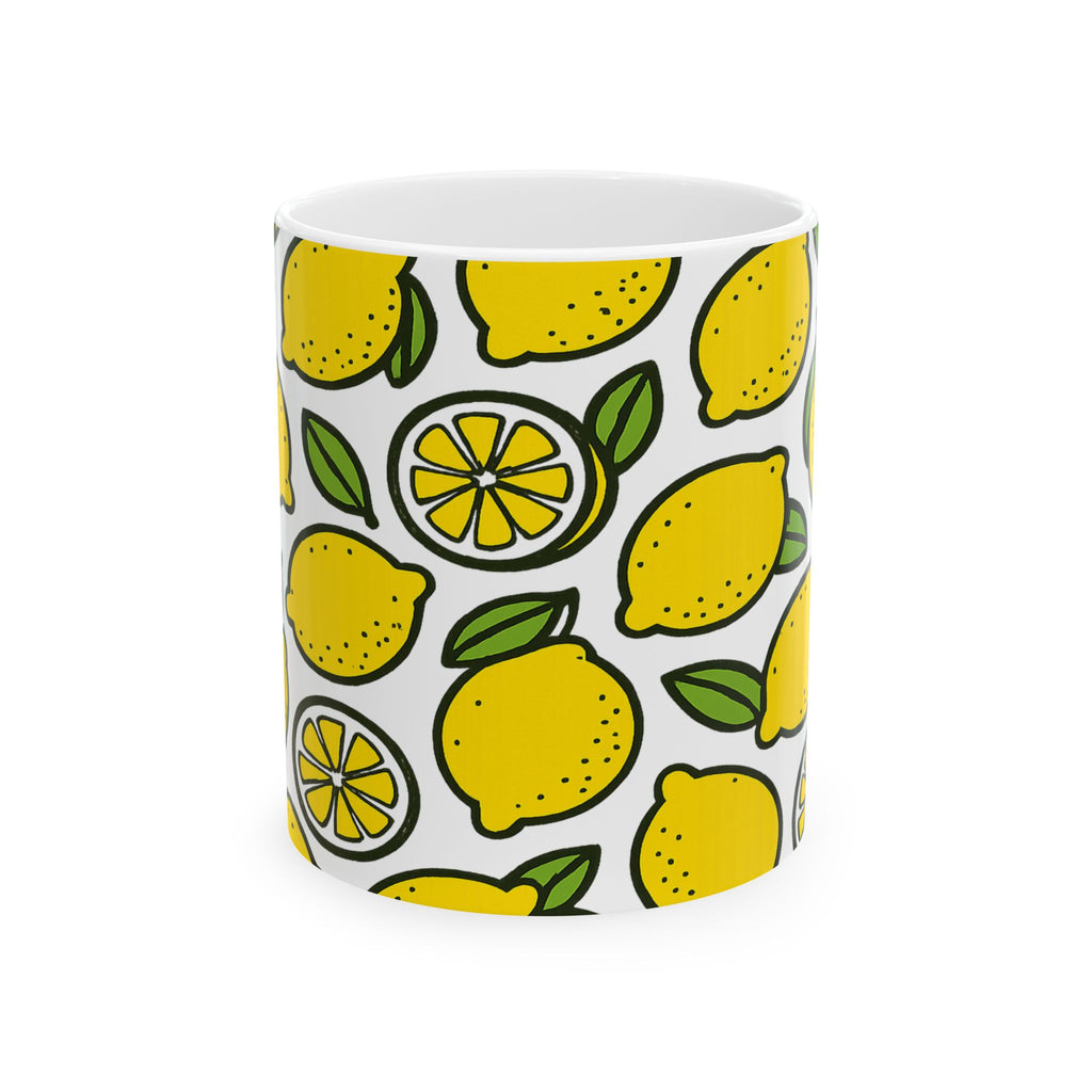 Bold Lemons Pattern Coffee Mug | Fruit Lover Gift | Ceramic Mug