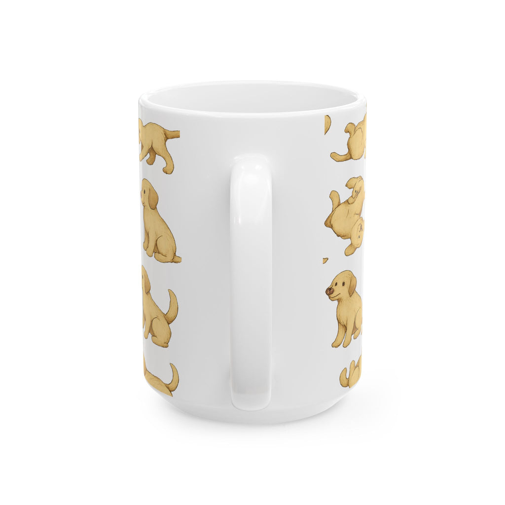 Botanical Playful Puppies Full Wrap Coffee Mug | Dogs Gift | Ceramic Mug