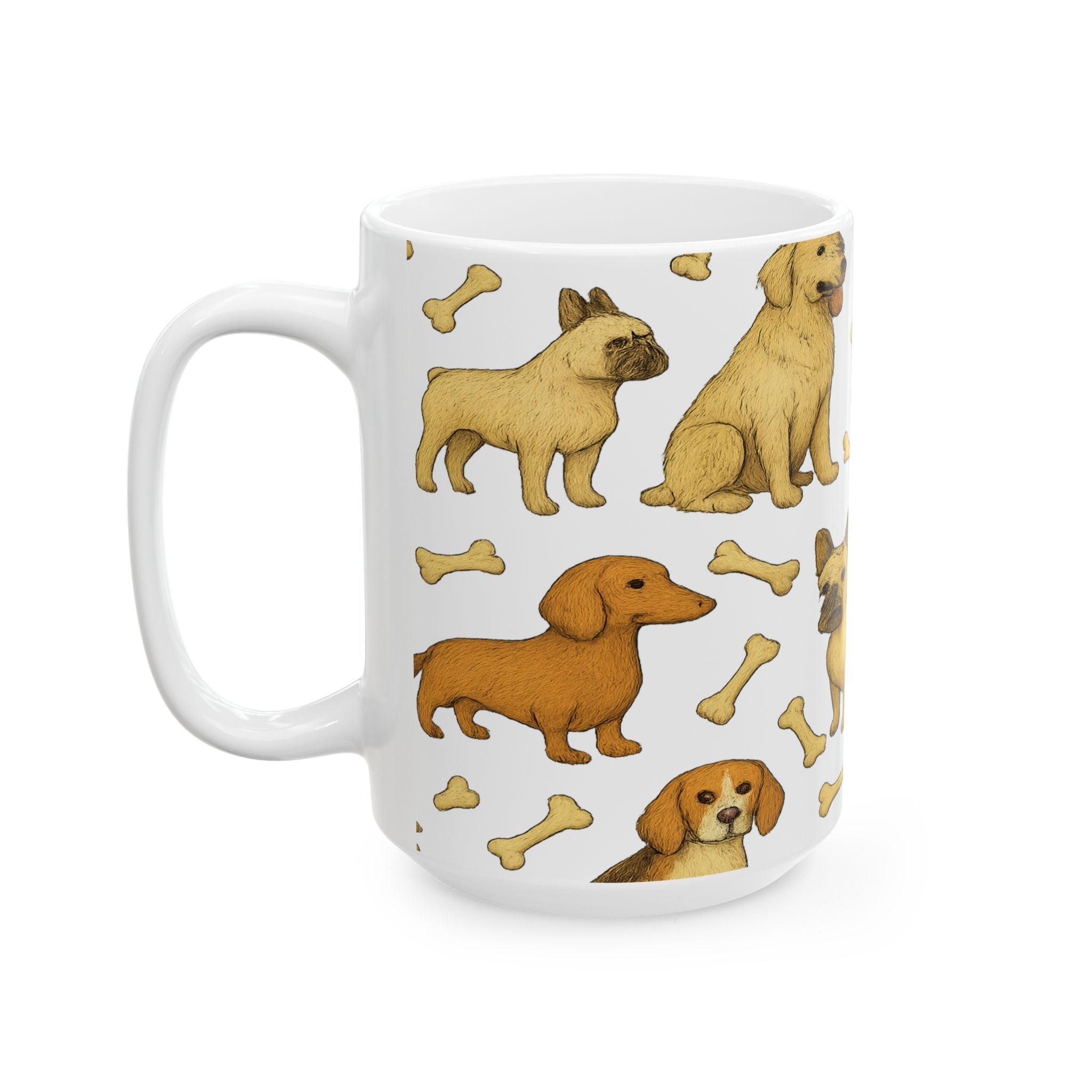 Botanical Dogs With Bones Full Wrap Coffee Mug | Dogs Gift | Ceramic Mug