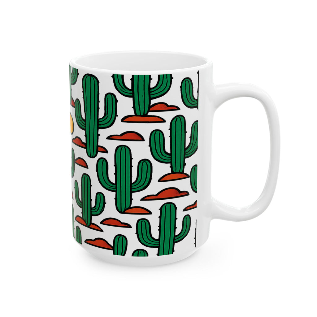 Bold Saguaro Cactus Desert Pattern Coffee Mug | Cactus Lover Gift | Ceramic Mug