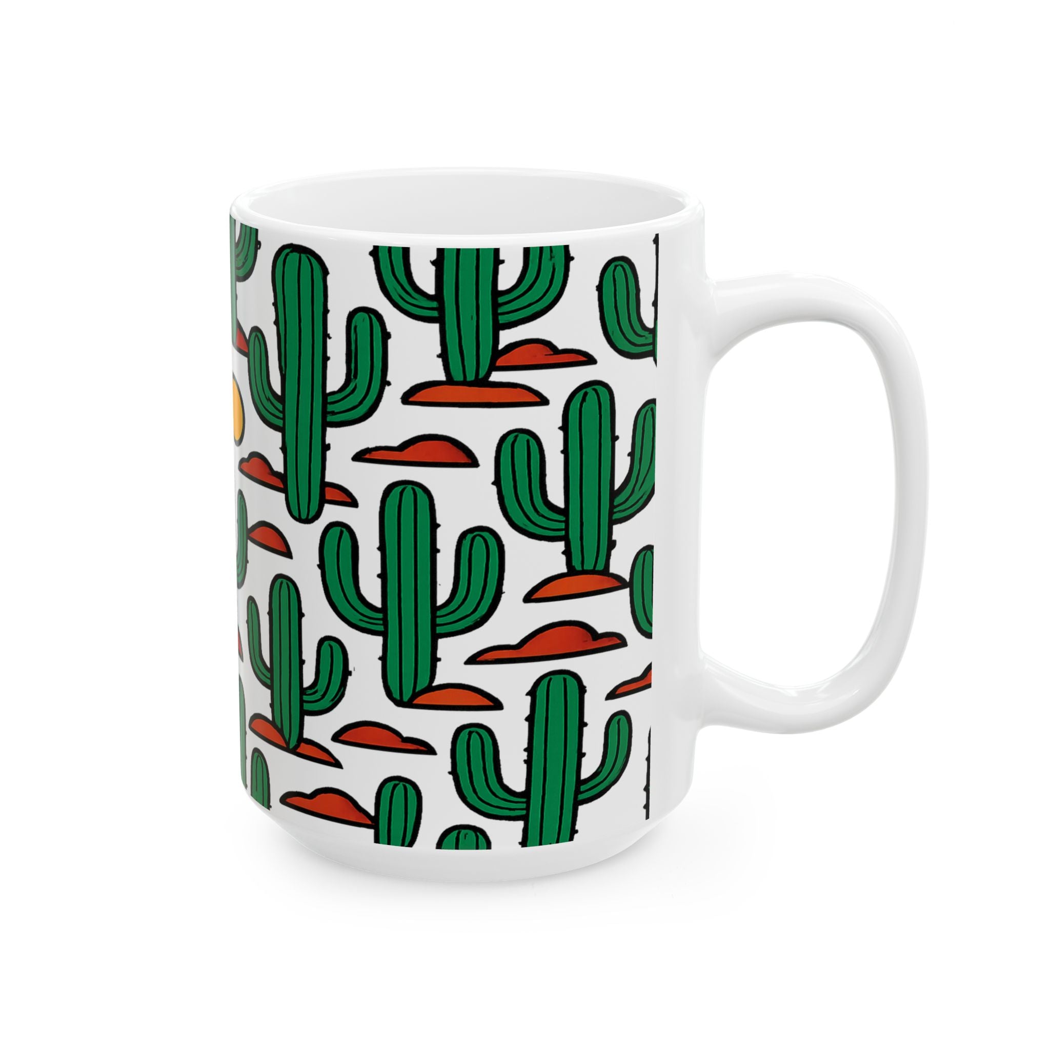 Bold Saguaro Cactus Desert Pattern Coffee Mug | Cactus Lover Gift | Ceramic Mug