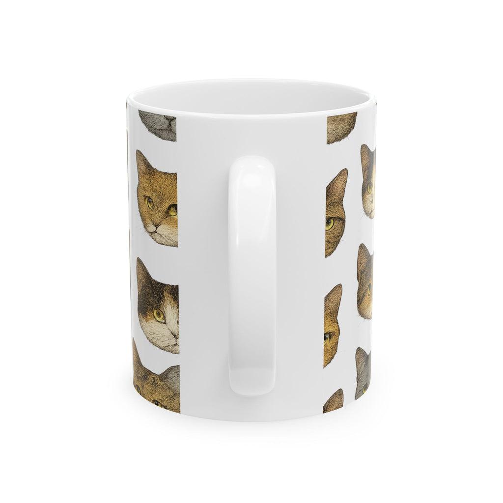 Botanical Cat Faces Full Wrap Coffee Mug | Cats Gift | Ceramic Mug