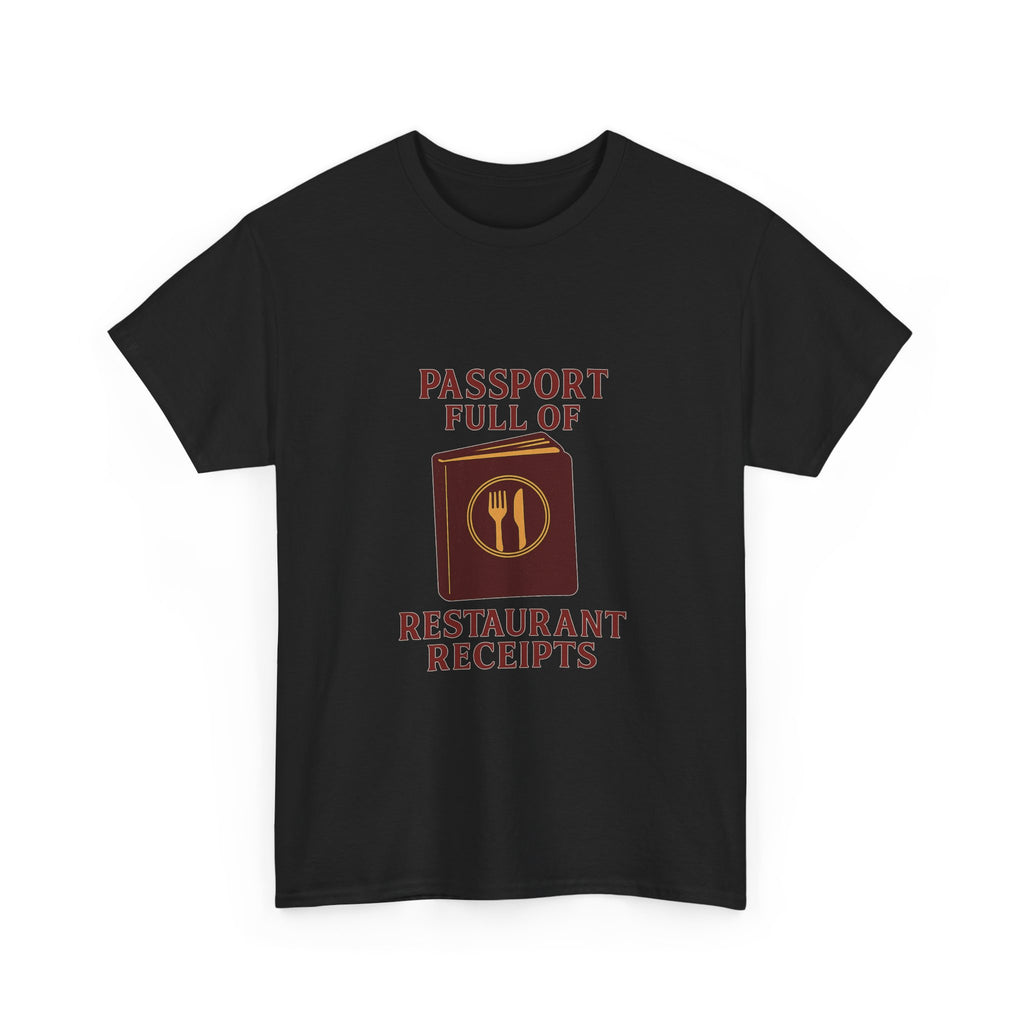 Foodie Tourist Passport Full Of Restaurant Receipts T-Shirt | Unique Gift | Graphic Tee