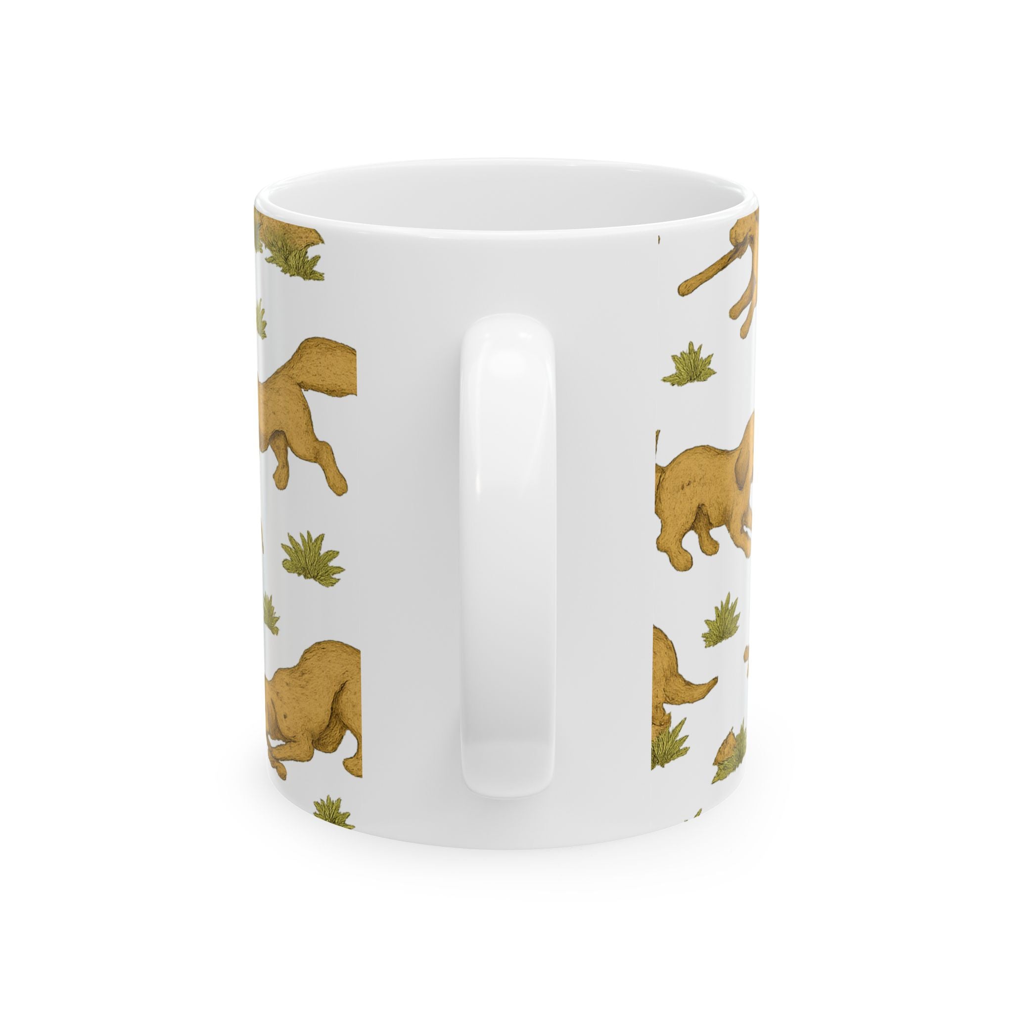 Vintage Dogs Playing Fetch Full Wrap Coffee Mug | Dogs Gift | Ceramic Mug