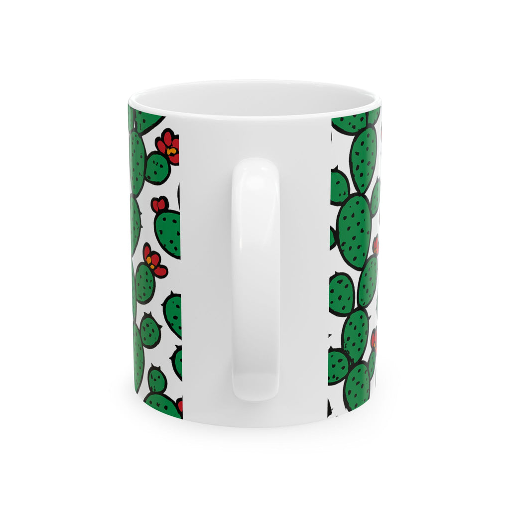 Bold Prickly Pear Cactus Pattern Coffee Mug | Cactus Lover Gift | Ceramic Mug