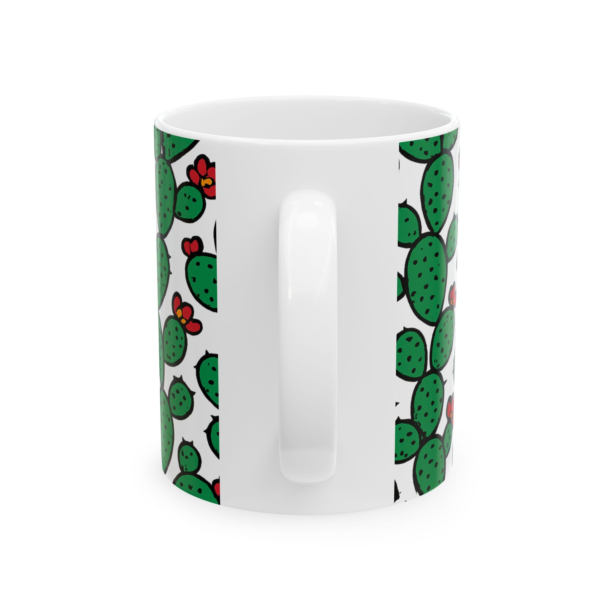 Bold Prickly Pear Cactus Pattern Coffee Mug | Cactus Lover Gift | Ceramic Mug