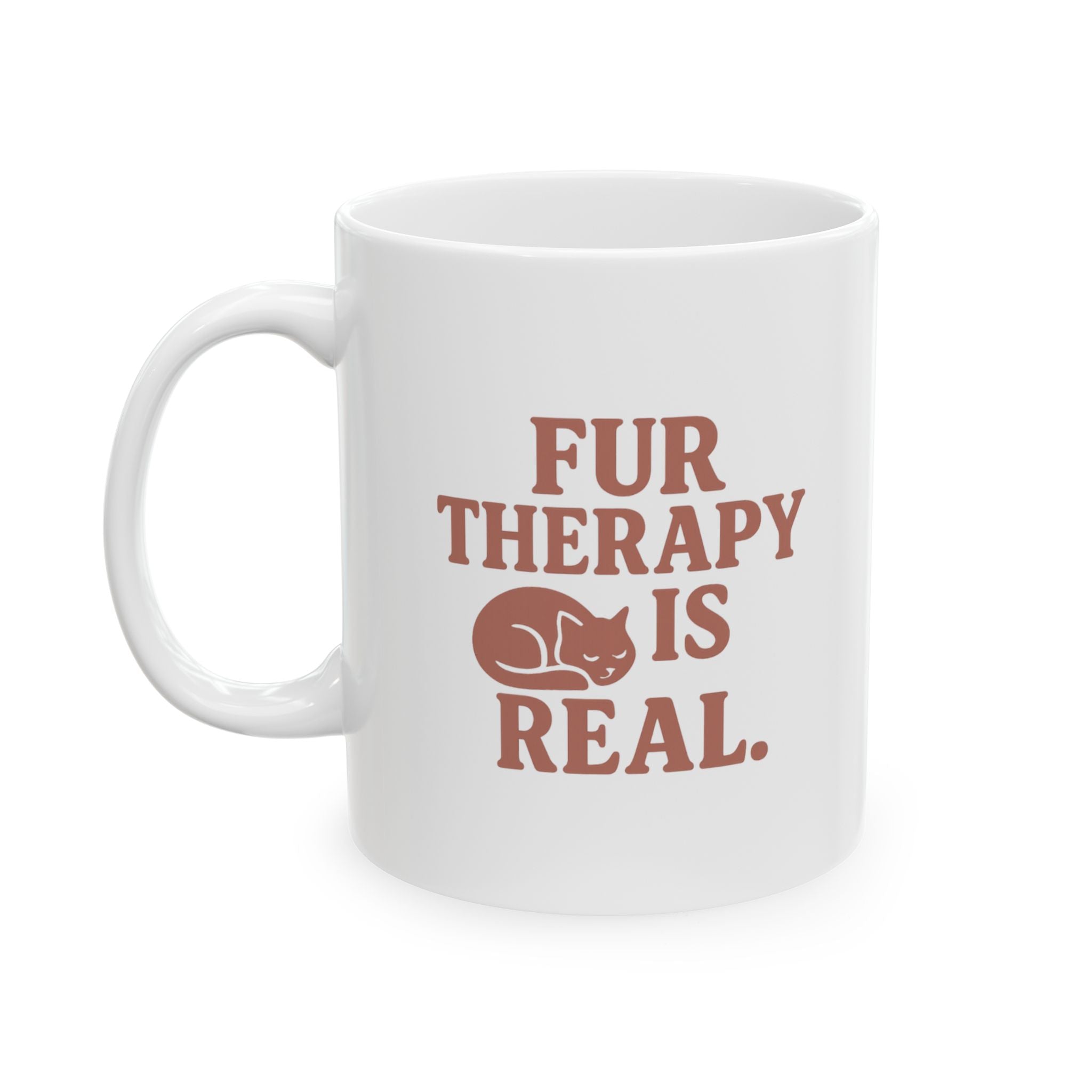 Cat Mom Fur Therapy Is Real Coffee Mug | Cat Lover Gift | Ceramic Mug