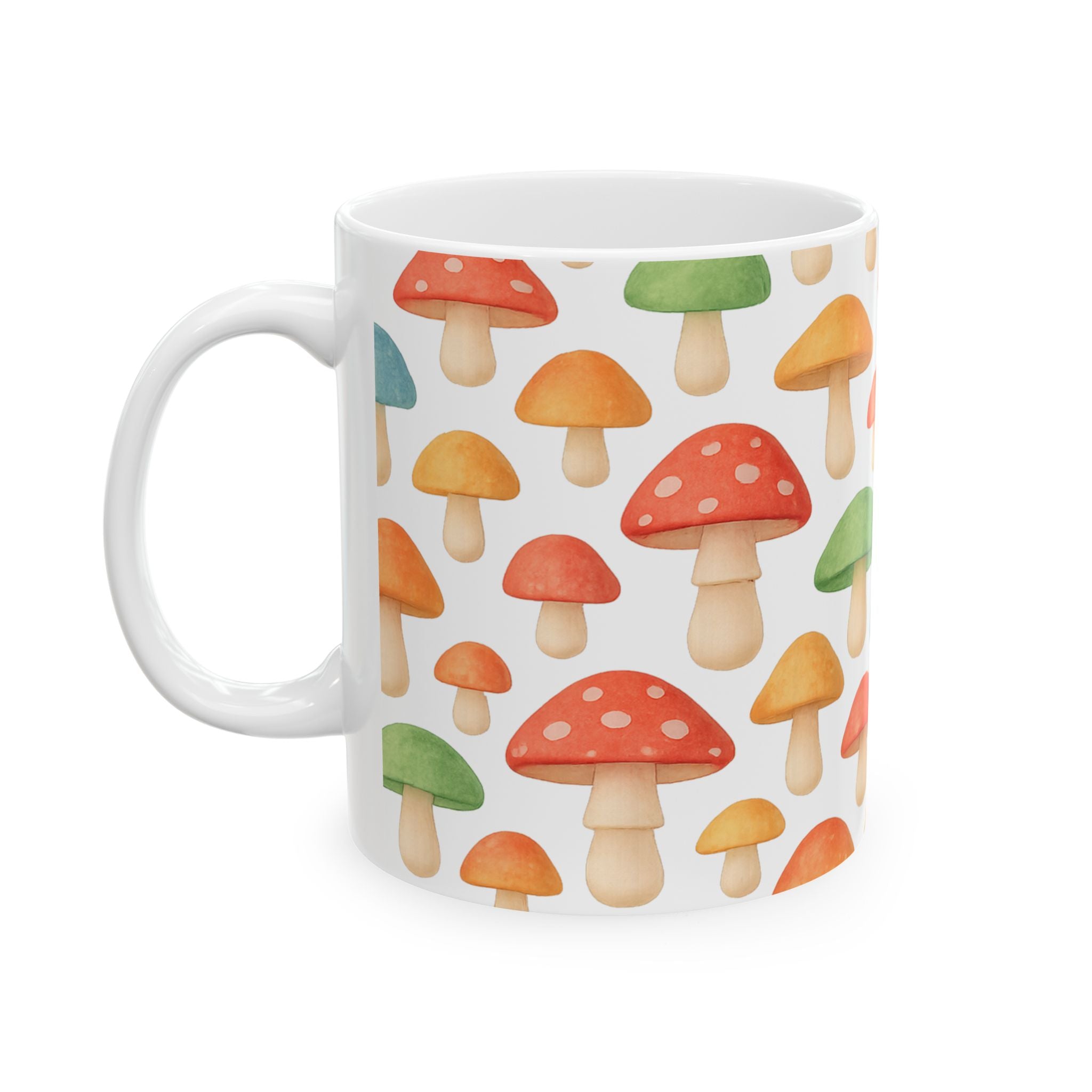 Watercolor Colorful Mushrooms Pattern Coffee Mug | Mushrooms Lover Gift | Ceramic Mug